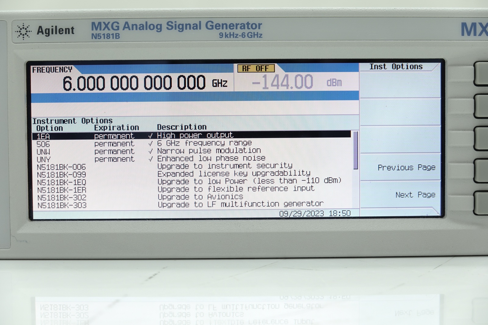 Keysight N5181B-506 9 kHz to 6 GHz