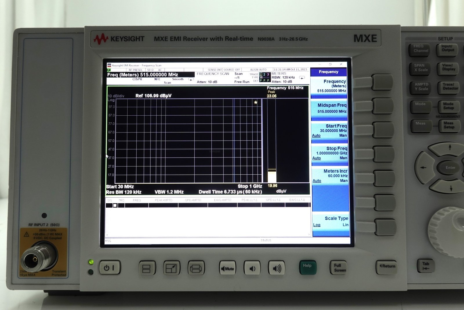 Keysight N9038A-526 3 Hz to 26.5 GHz