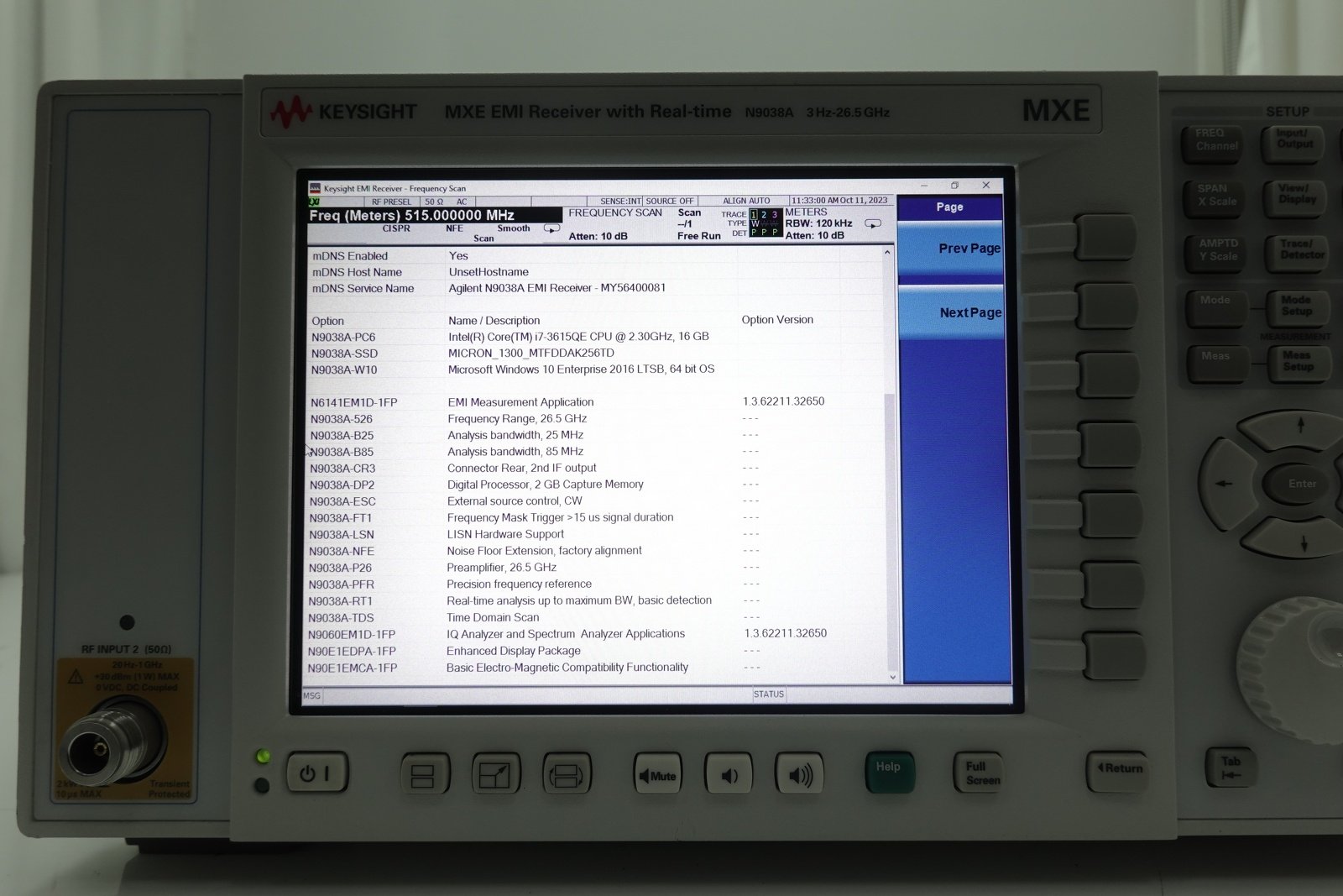 Keysight N9038A-526 3 Hz to 26.5 GHz