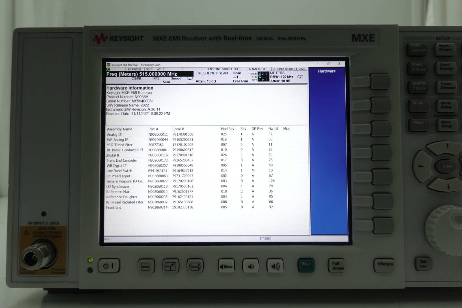 Keysight N9038A-526 3 Hz to 26.5 GHz
