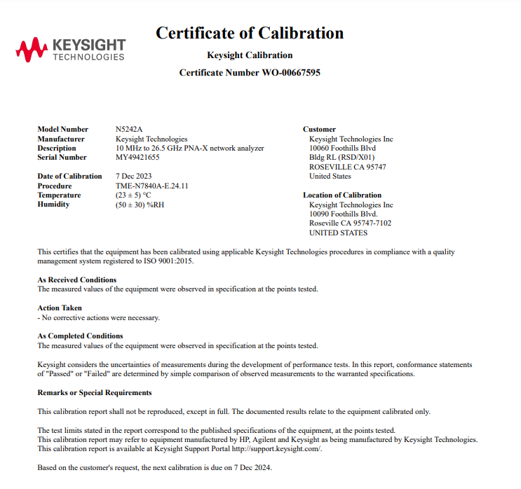 Keysight N5242A-400 4-port / Configurable Test Set / Internal Second Source Keysight N5242A-400 4-port / Configurable Test Set / Internal Second Source