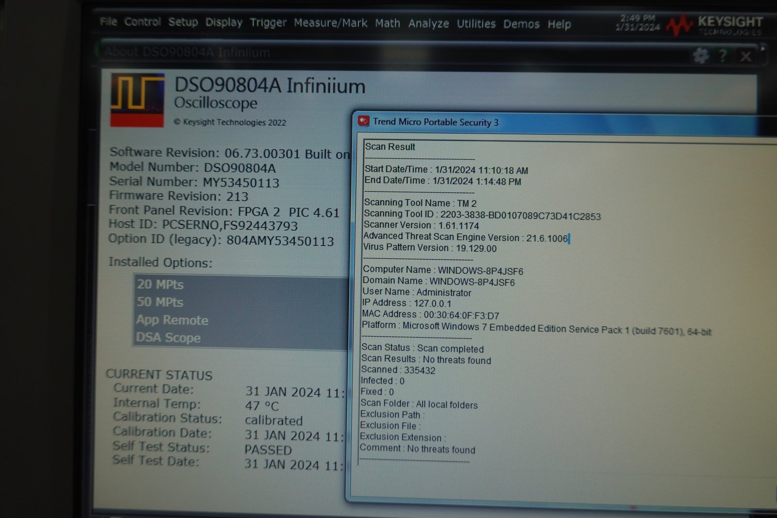 Keysight DSA90804A Infiniium High Performance Oscilloscope / 8GHz / 40GSa/s / 4 Channels / 50M Memory Keysight DSA90804A Infiniium High Performance Oscilloscope / 8GHz / 40GSa/s / 4 Channels / 50M Memory
