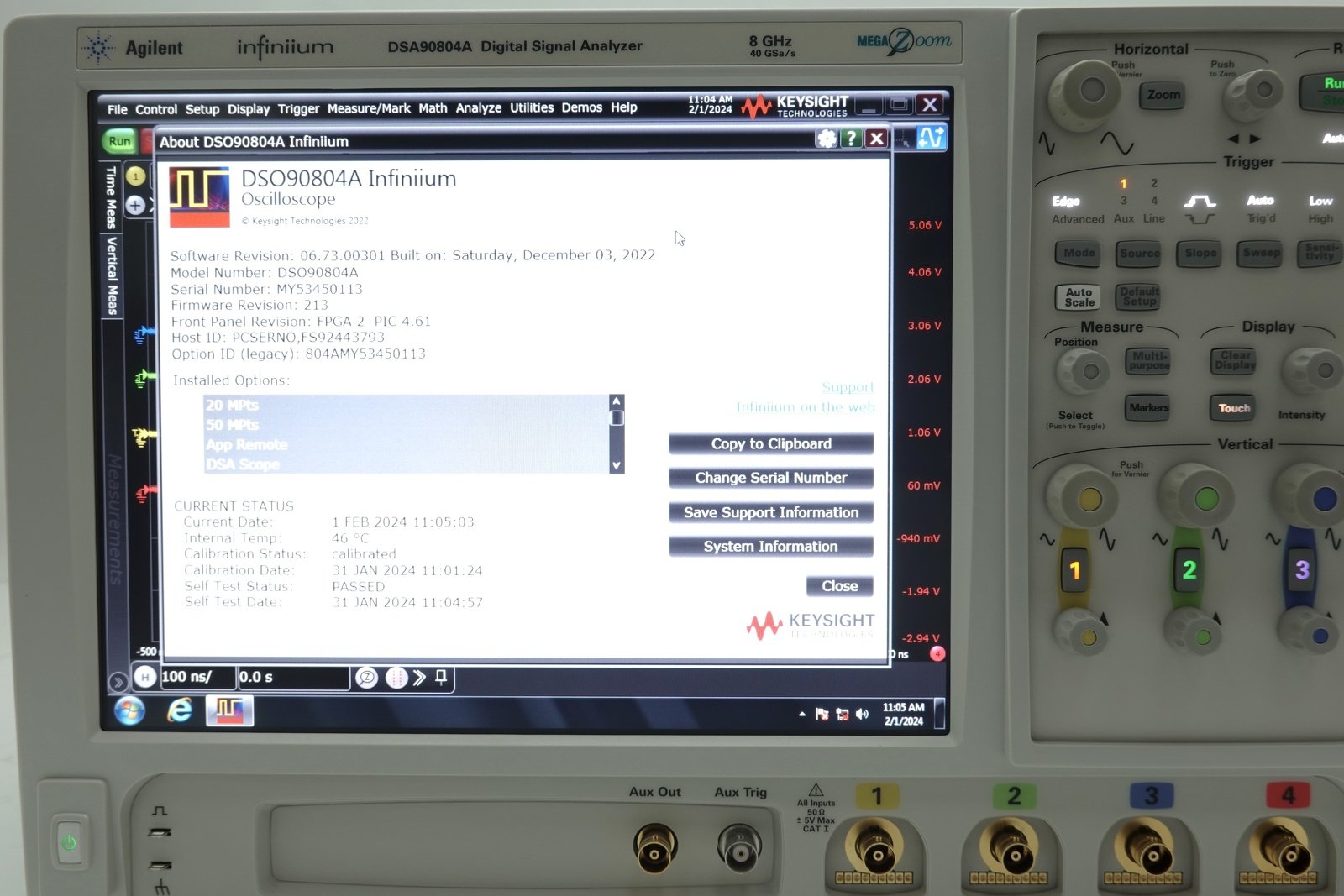 Keysight DSA90804A Infiniium High Performance Oscilloscope / 8GHz / 40GSa/s / 4 Channels / 50M Memory Keysight DSA90804A Infiniium High Performance Oscilloscope / 8GHz / 40GSa/s / 4 Channels / 50M Memory