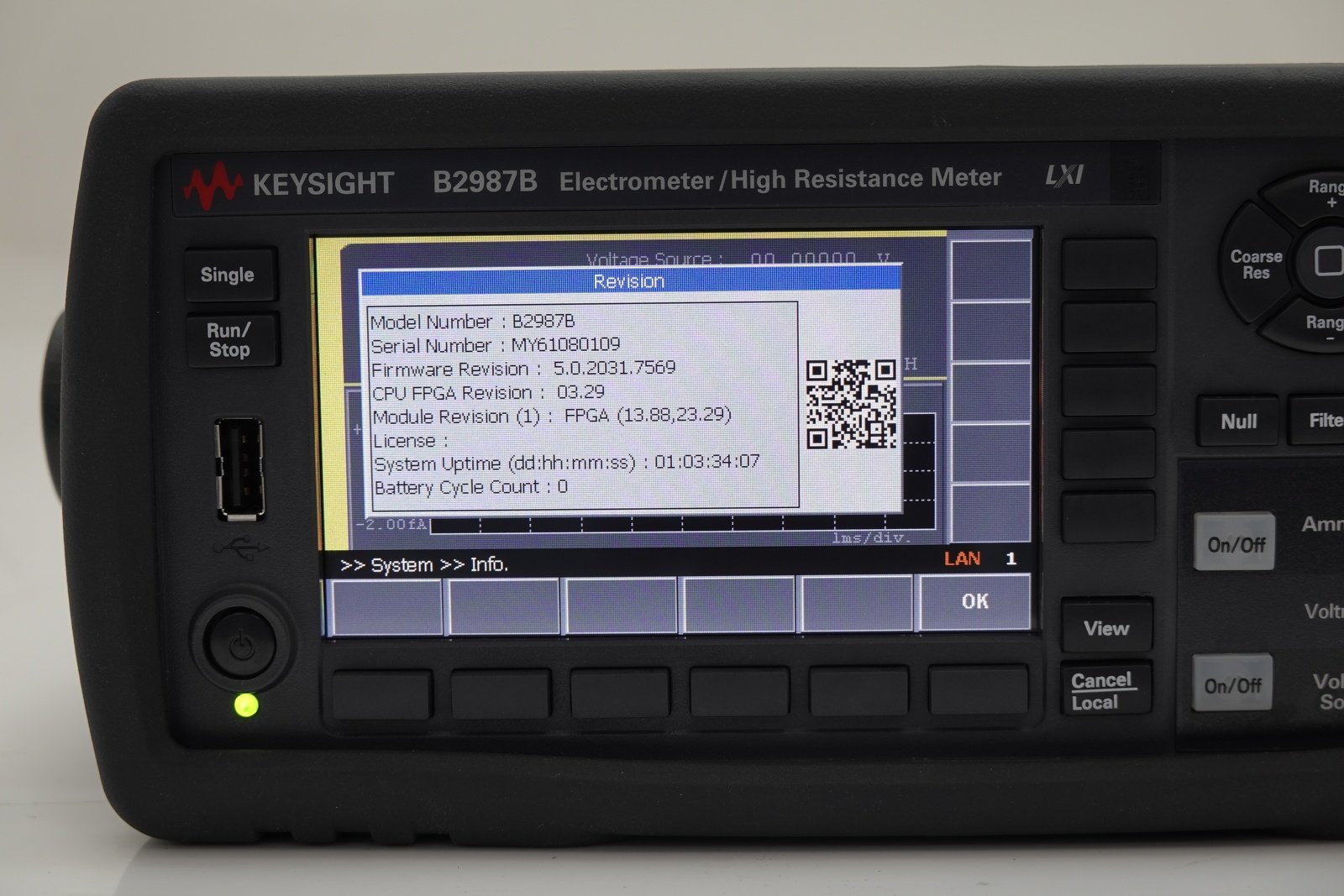 Keysight B2987B Electrometer/High Resistance Meter / 0.01fA / 1000V / Battery Keysight B2987B Electrometer/High Resistance Meter / 0.01fA / 1000V / Battery
