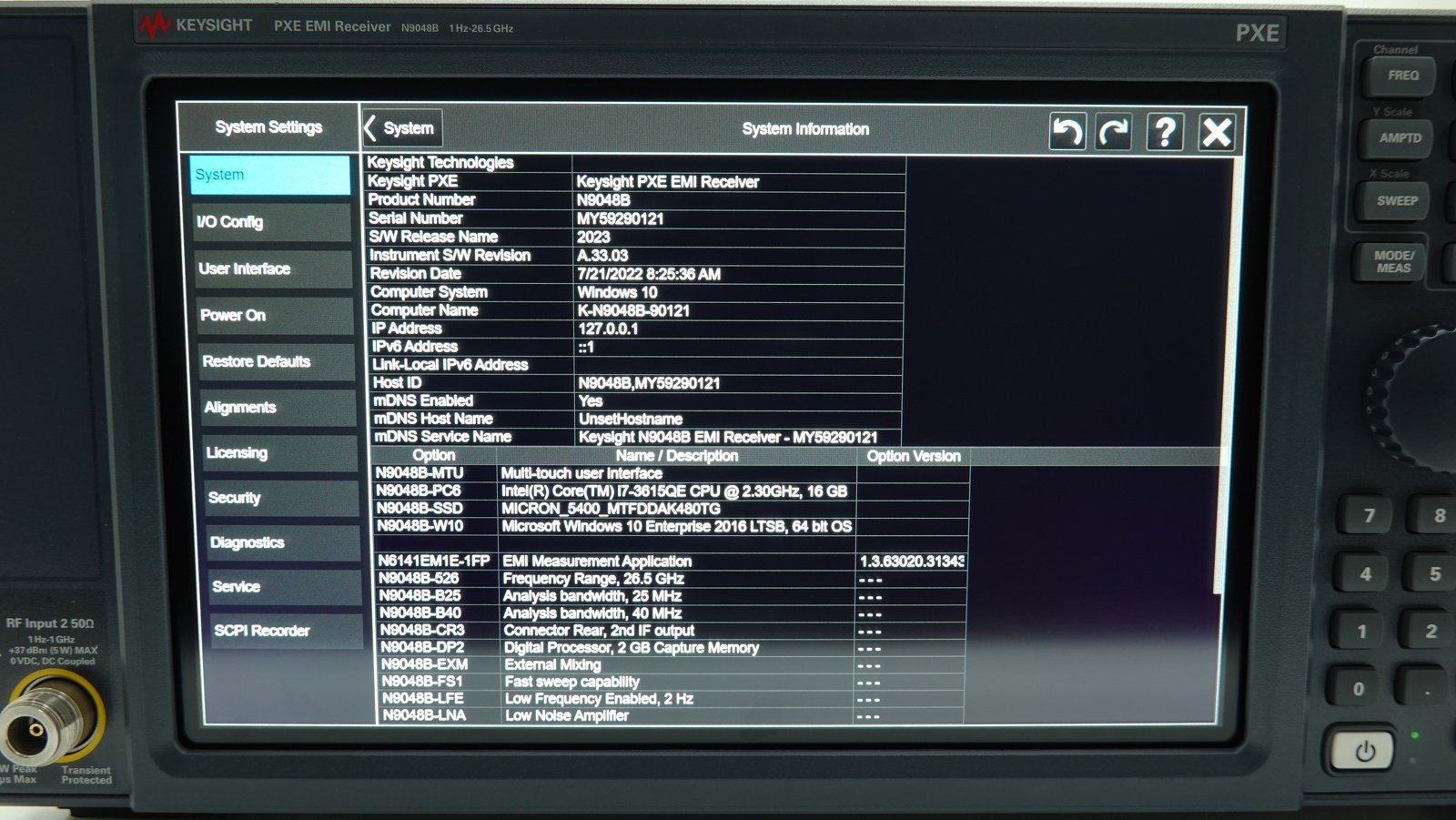 Keysight N9048B-526 1 Hz to 26.5 GHz