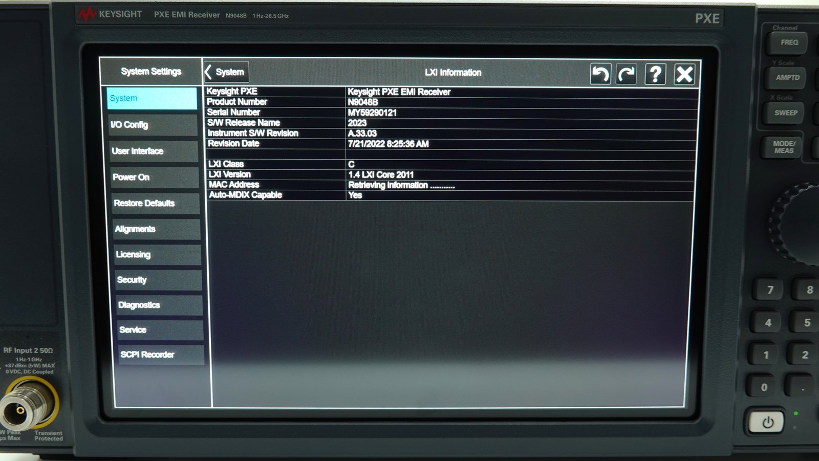 Keysight N9048B-526 1 Hz to 26.5 GHz