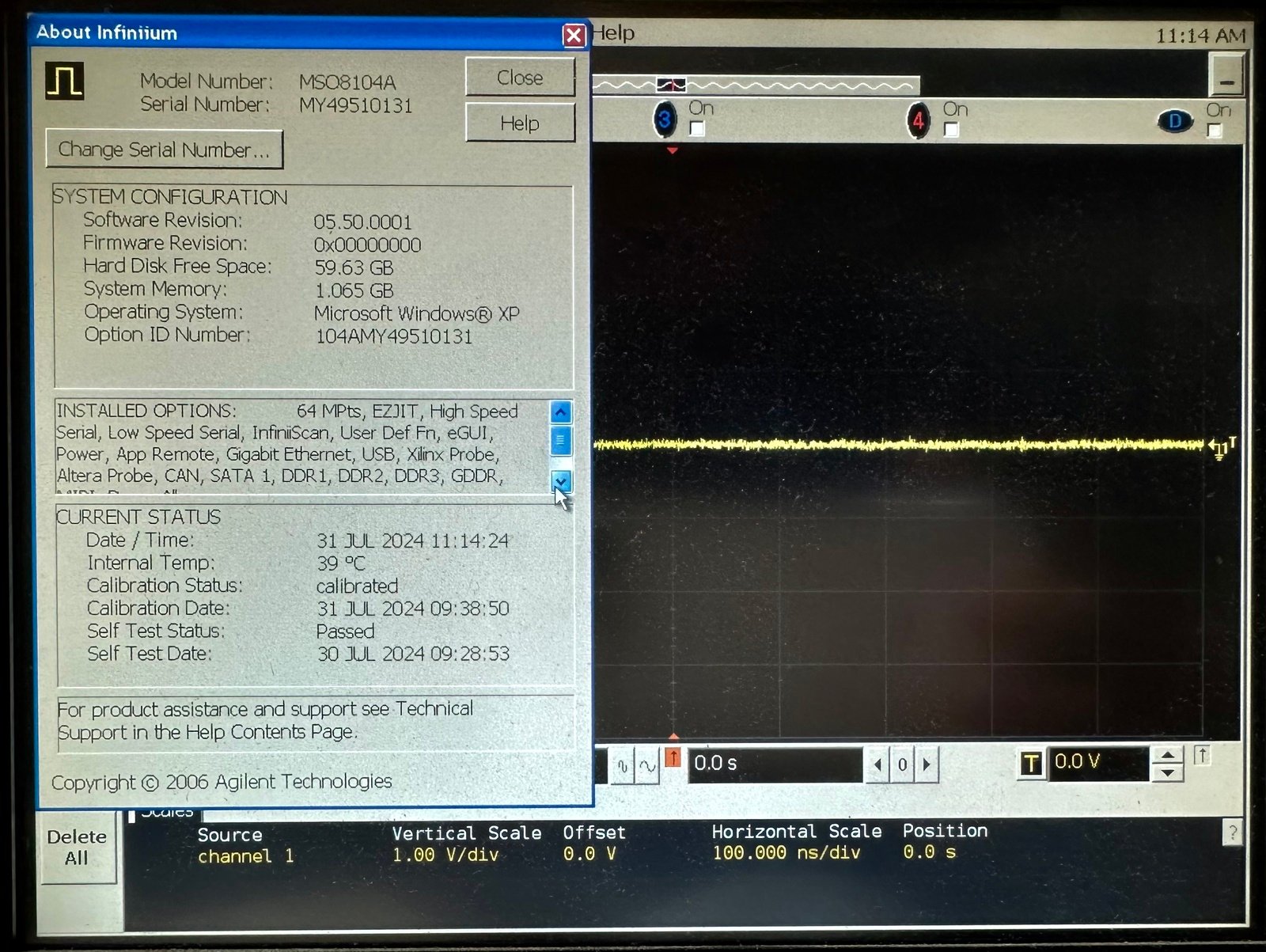 Keysight MSO8104A Infiniium Mixed Signal Oscilloscope / 1 GHz / 4 Scope and 16 Digital Channels Keysight MSO8104A Infiniium Mixed Signal Oscilloscope / 1 GHz / 4 Scope and 16 Digital Channels