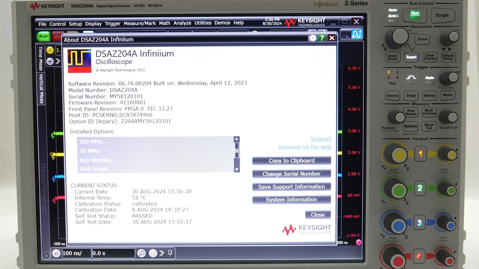 Keysight DSAZ204A Infiniium Oscilloscope / 20 GHz / 80 GSa/s / 4 Channels Keysight DSAZ204A Infiniium Oscilloscope / 20 GHz / 80 GSa/s / 4 Channels