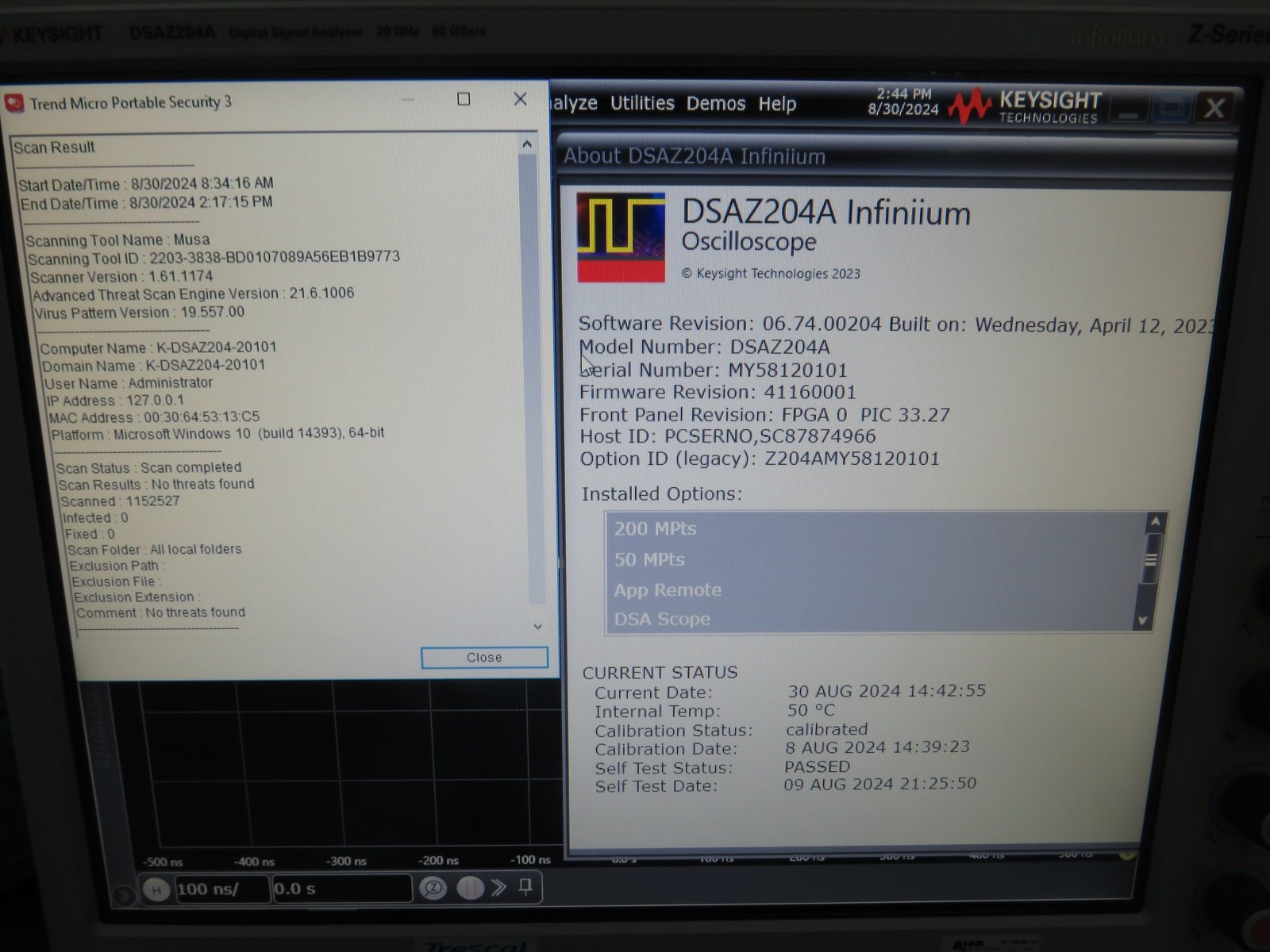 Keysight DSAZ204A Infiniium Oscilloscope / 20 GHz / 80 GSa/s / 4 Channels Keysight DSAZ204A Infiniium Oscilloscope / 20 GHz / 80 GSa/s / 4 Channels