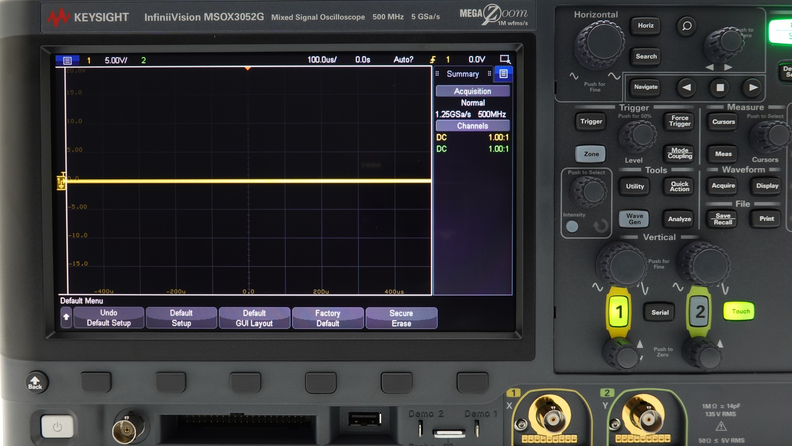 Keysight MSOX3052G Mixed Signal Oscilloscope / 500 MHz / 2 Analog Plus 16 Digital Channels