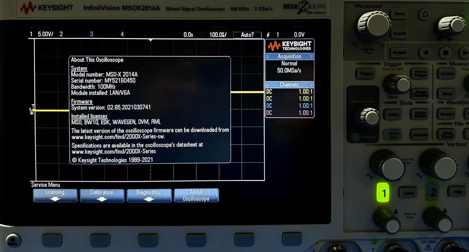 Keysight MSOX2014A Oscilloscope / Mixed Signal / 4-channel / 100MHz