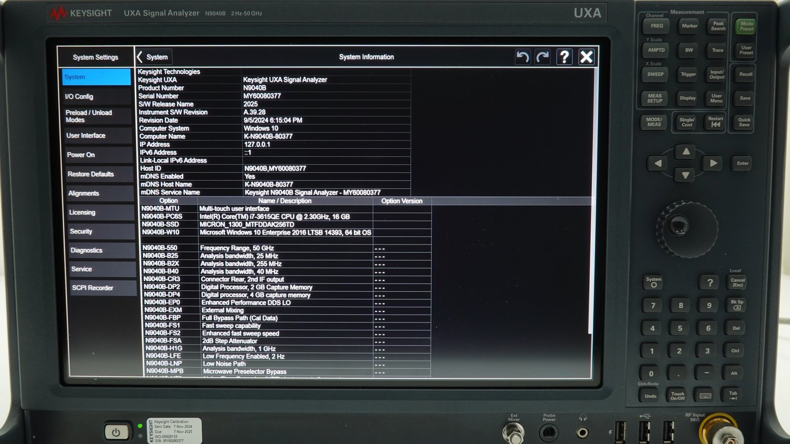Keysight N9040B-550 2 Hz to 50 GHz