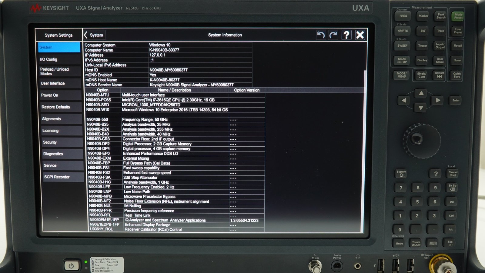 Keysight N9040B-550 2 Hz to 50 GHz