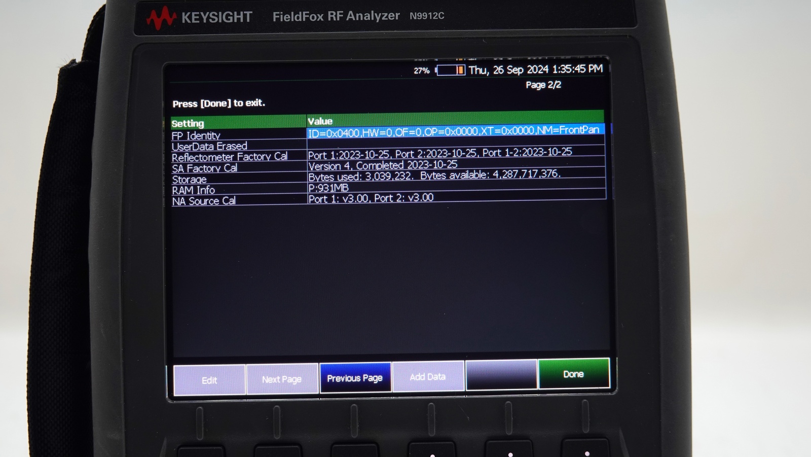 Keysight N9912C FieldFox Handheld RF Analyzer