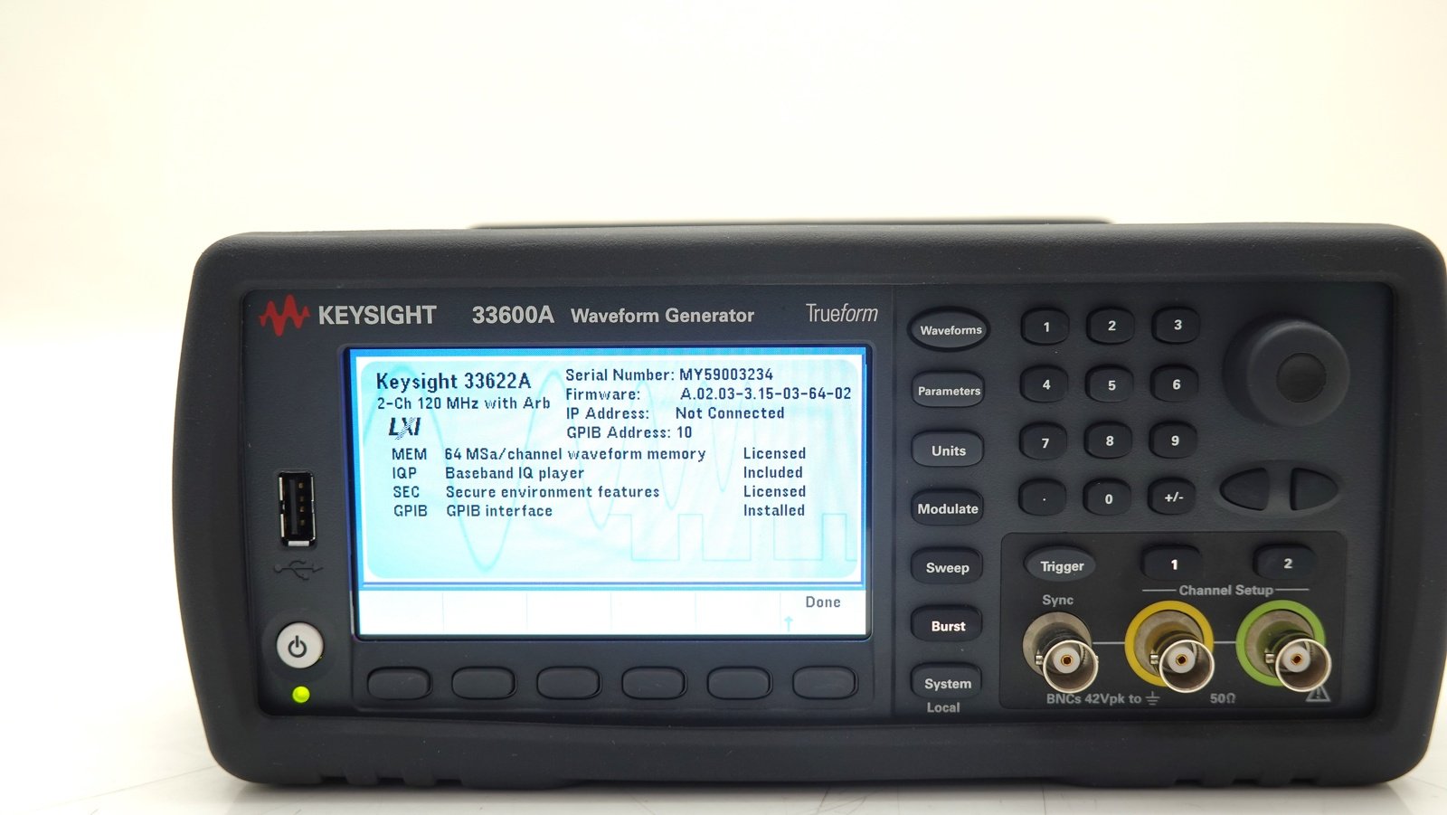 Keysight 33622A Waveform Generator / 33500B Series / 120 MHz / 2 Channels / 250MSa/s Keysight 33622A Waveform Generator / 33500B Series / 120 MHz / 2 Channels / 250MSa/s