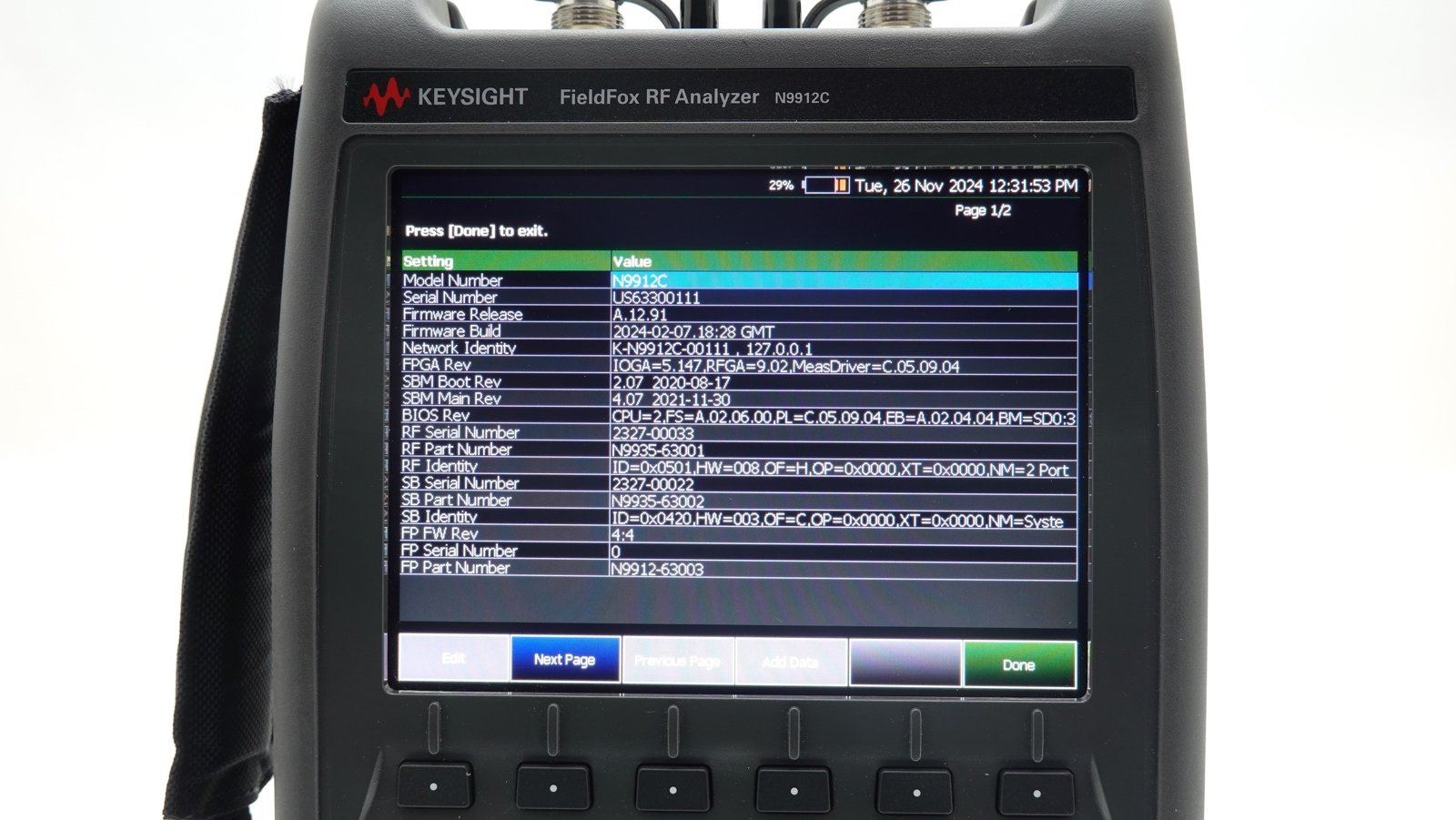 Keysight N9912C FieldFox Handheld RF Analyzer