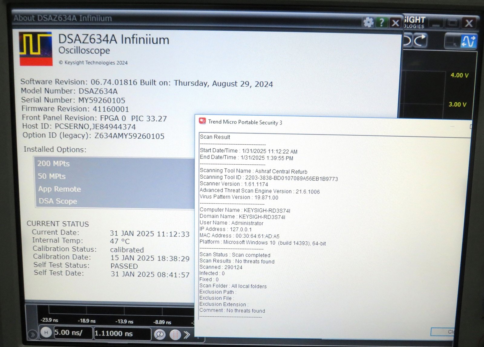 Keysight DSAZ634A Infiniium Oscilloscope / 63 GHz / 160/80 GSa/s / 4 Channels Keysight DSAZ634A Infiniium Oscilloscope / 63 GHz / 160/80 GSa/s / 4 Channels