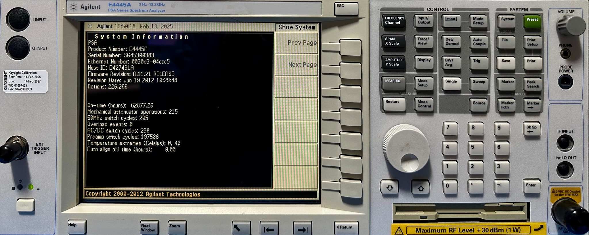 Keysight E4445A PSA Spectrum Analyzer / 3 Hz to 13.2 GHz