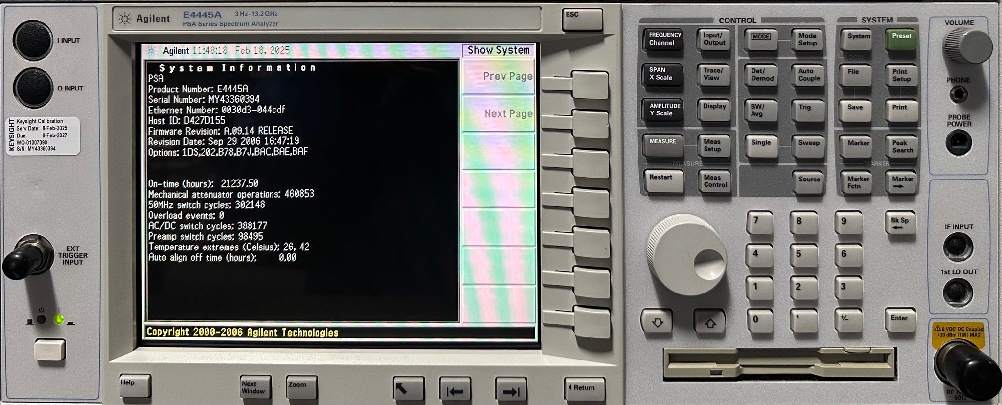 Keysight E4445A PSA Spectrum Analyzer / 3 Hz to 13.2 GHz