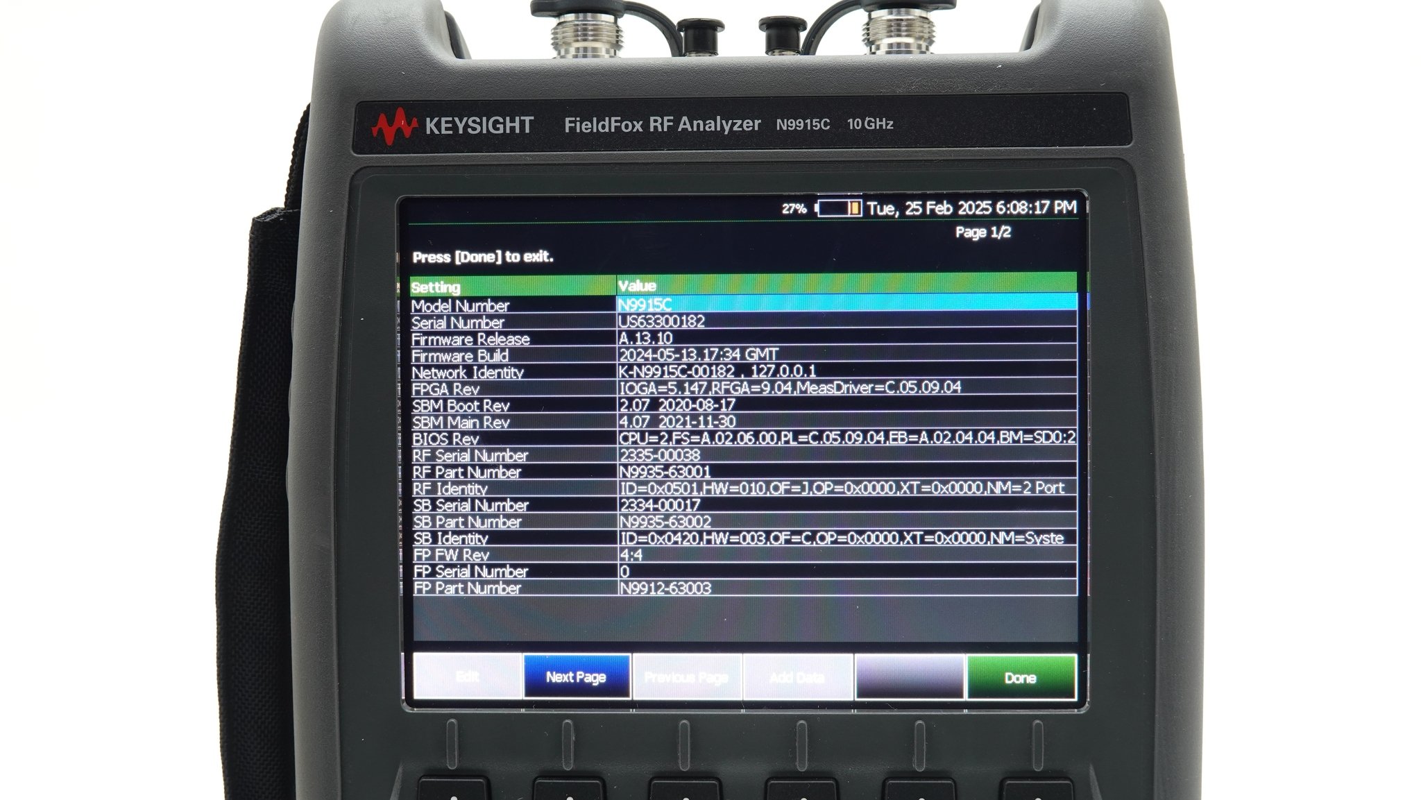 Keysight N9915C FieldFox 10 GHz RF Analyzer