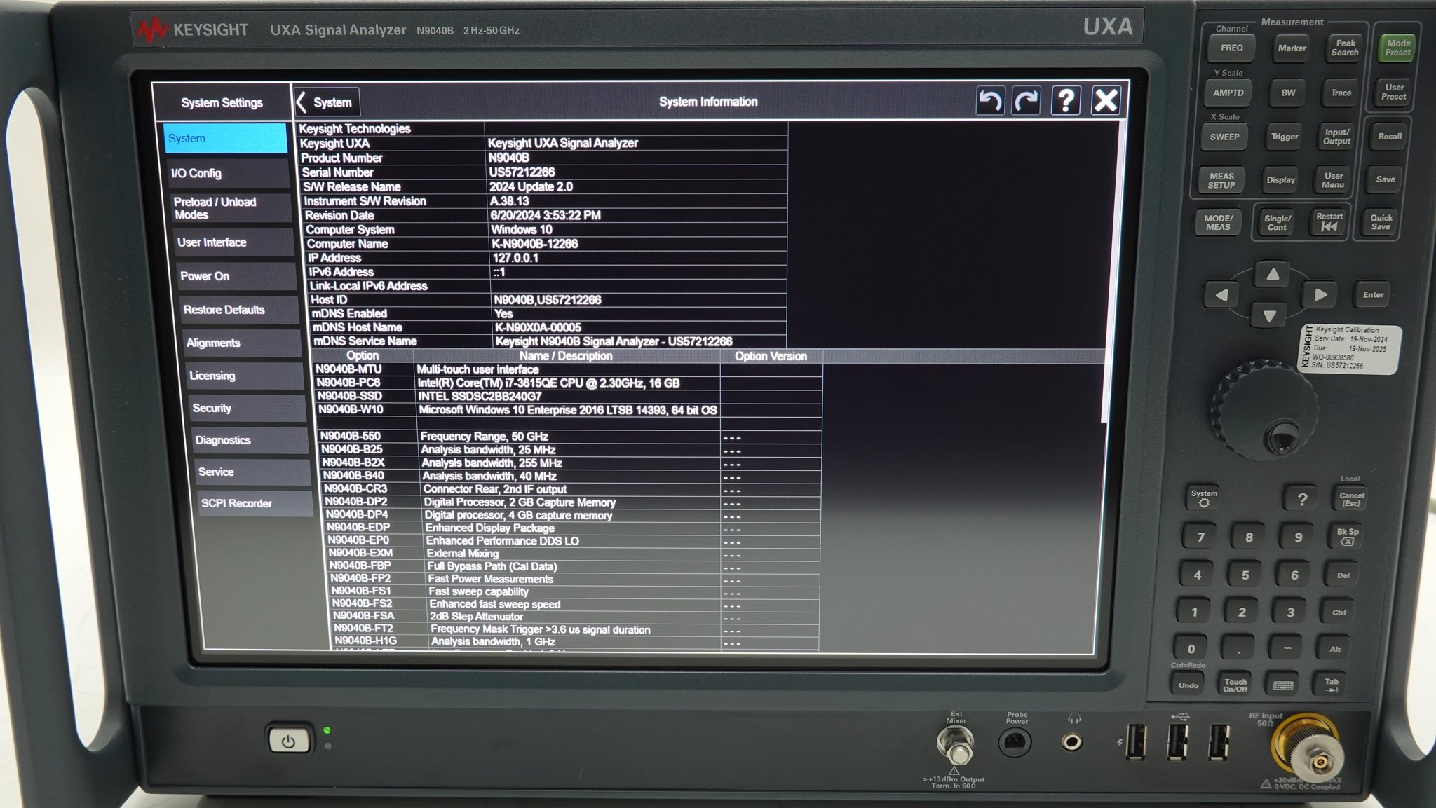 Keysight N9040B-550 2 Hz to 50 GHz
