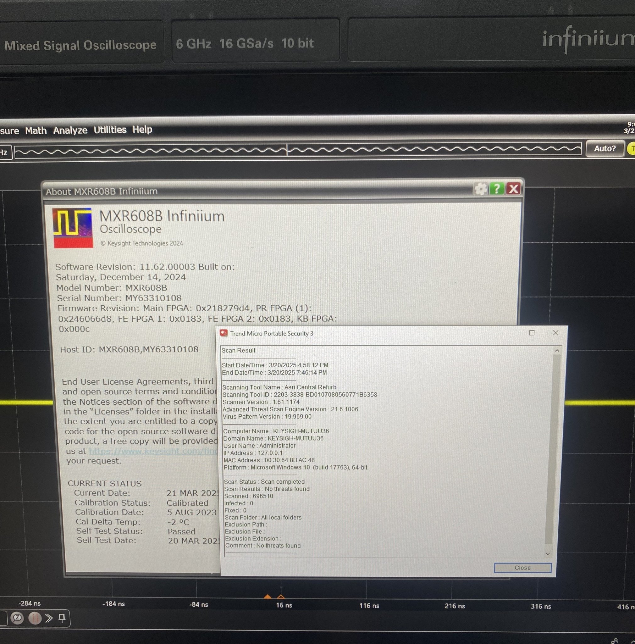 Keysight MXR608B Infiniium MXR-Series Real-Time Oscilloscope