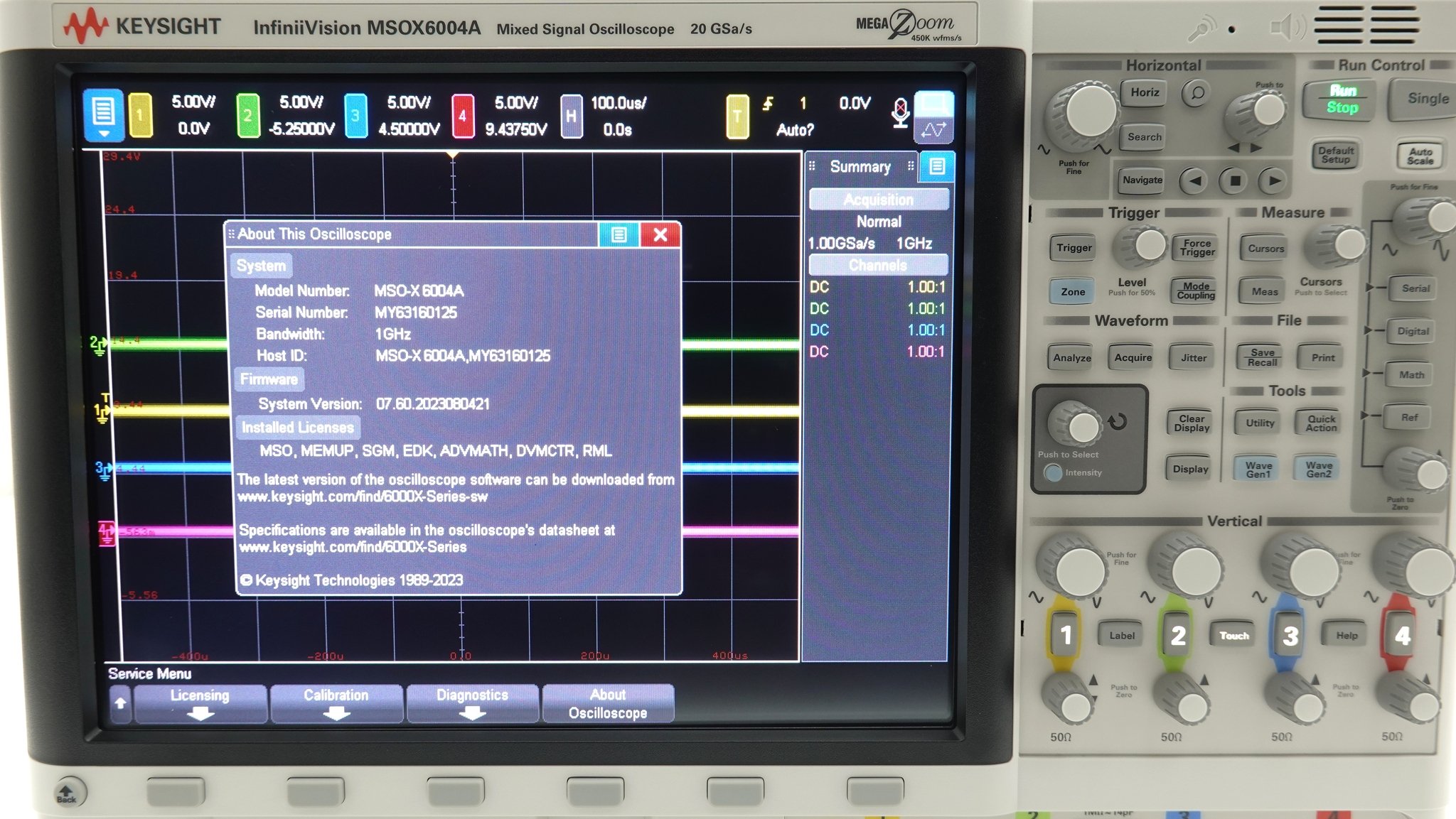 Keysight MSOX6004A Mixed Signal Oscilloscope / 1 GHz to 6 GHz / 4 Analog Plus 16 Digital Channels Keysight MSOX6004A Mixed Signal Oscilloscope / 1 GHz to 6 GHz / 4 Analog Plus 16 Digital Channels