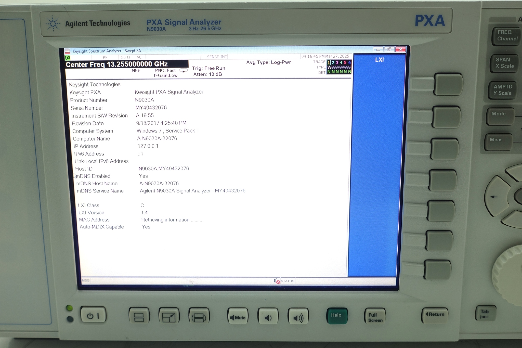 Keysight N9030A-526 3 Hz to 26.5 GHz
