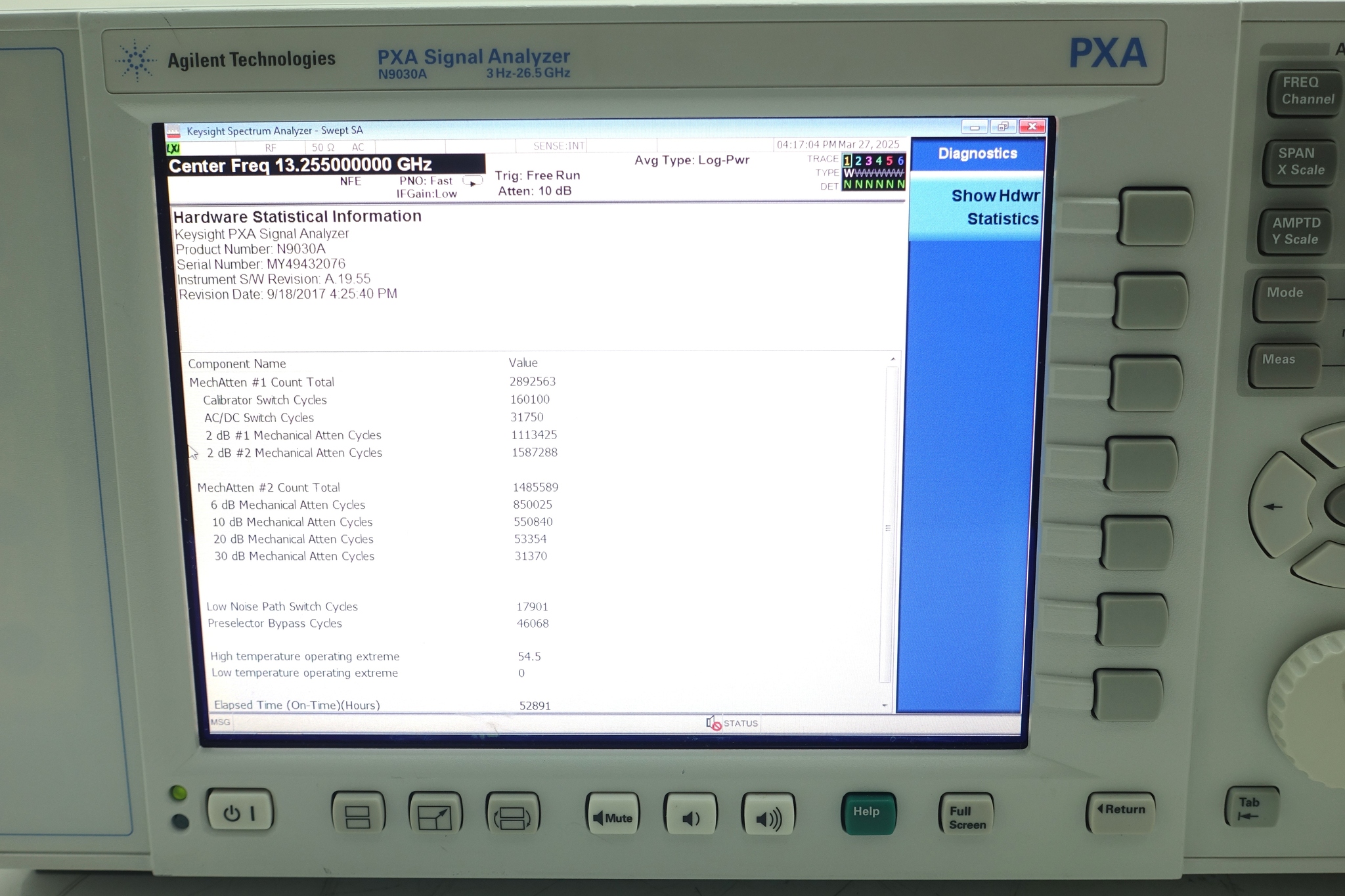 Keysight N9030A-526 3 Hz to 26.5 GHz
