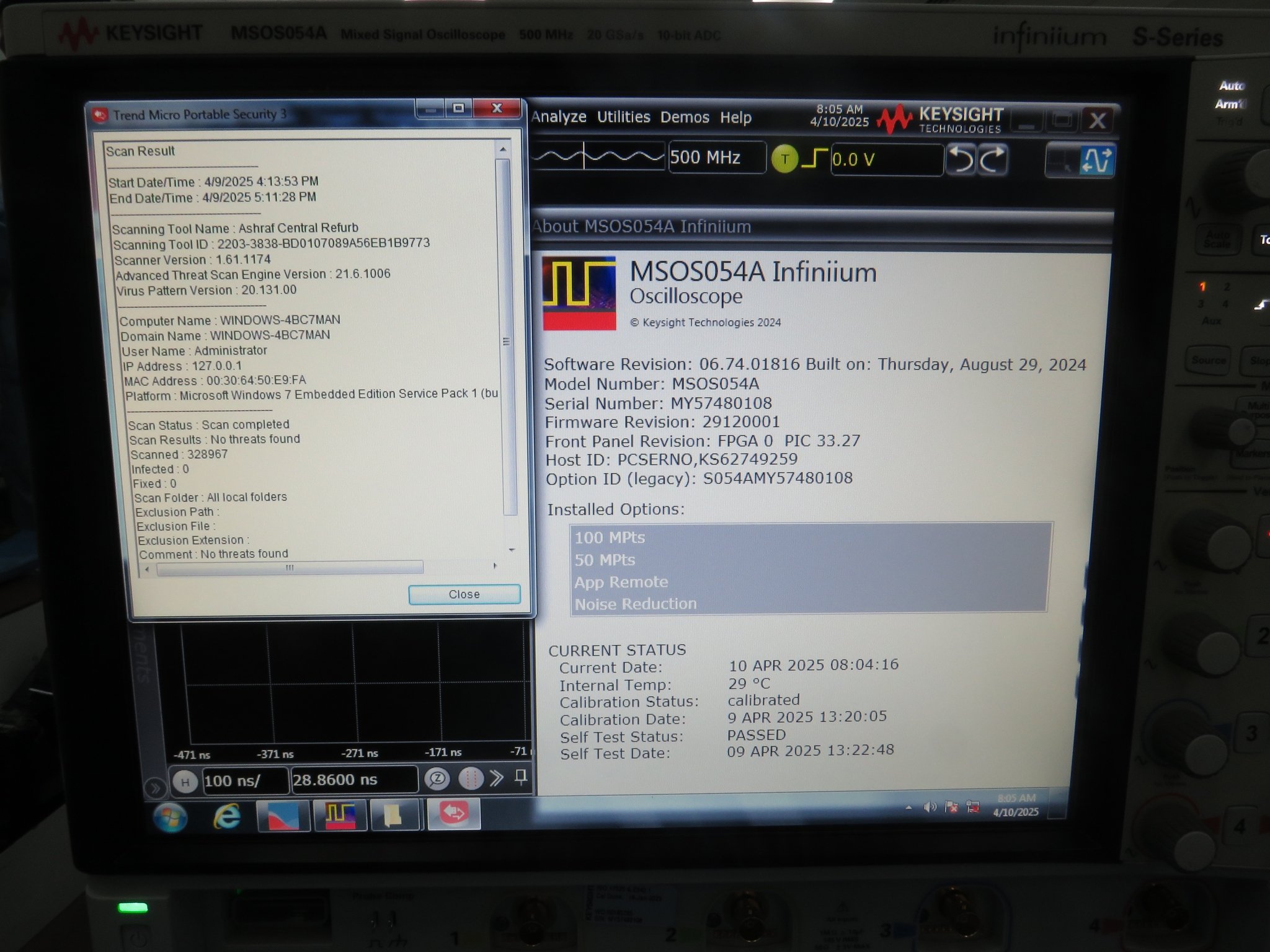 Keysight MSOS054A High-Definition Oscilloscope / 500 MHz / 4 Analog Plus 16 Digital Channels Keysight MSOS054A High-Definition Oscilloscope / 500 MHz / 4 Analog Plus 16 Digital Channels
