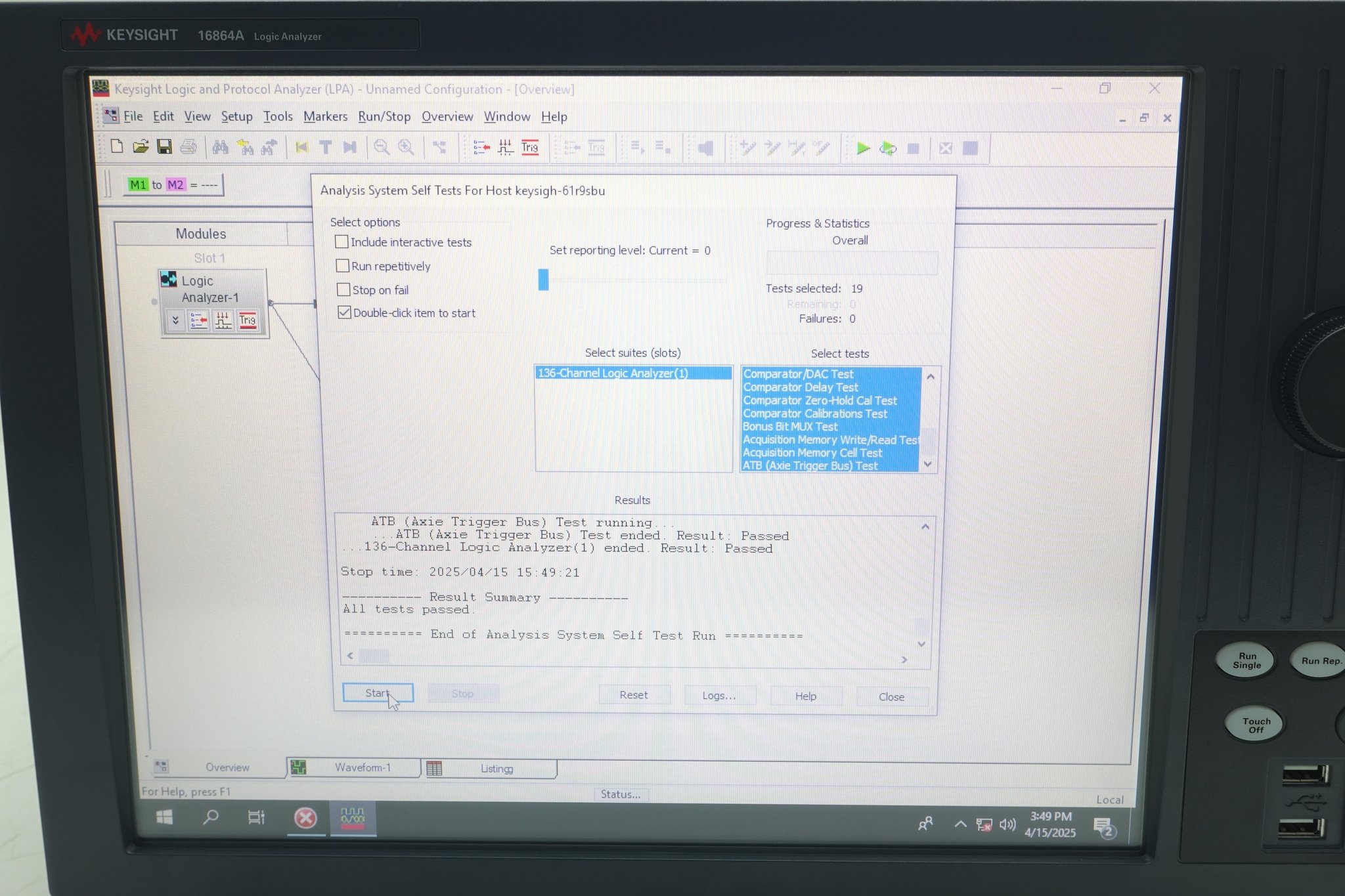 Keysight 16864A Logic Analyzer / 136 Channel / 12.5GHz Timing Zoom / 350 MHz State / 2 Mb Depth Keysight 16864A Logic Analyzer / 136 Channel / 12.5GHz Timing Zoom / 350 MHz State / 2 Mb Depth