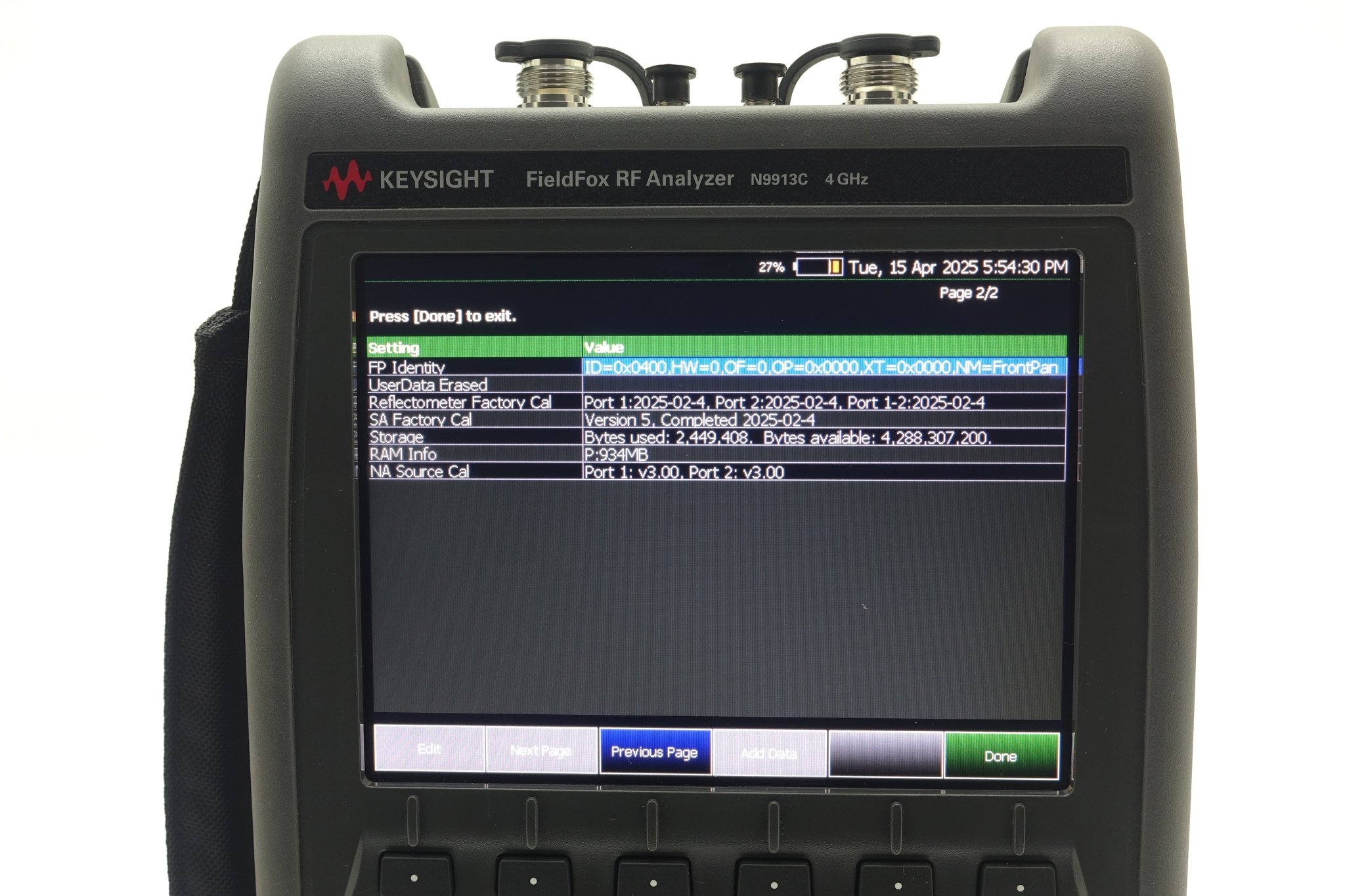 Keysight N9913C FieldFox 4 GHz RF Analyzer  