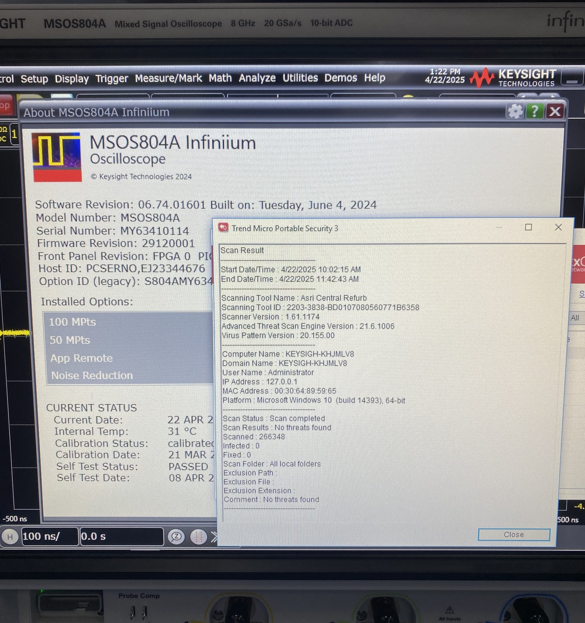 Keysight MSOS804A High-Definition Oscilloscope / 8 GHz / 4 Analog Plus 16 Digital Channels Keysight MSOS804A High-Definition Oscilloscope / 8 GHz / 4 Analog Plus 16 Digital Channels