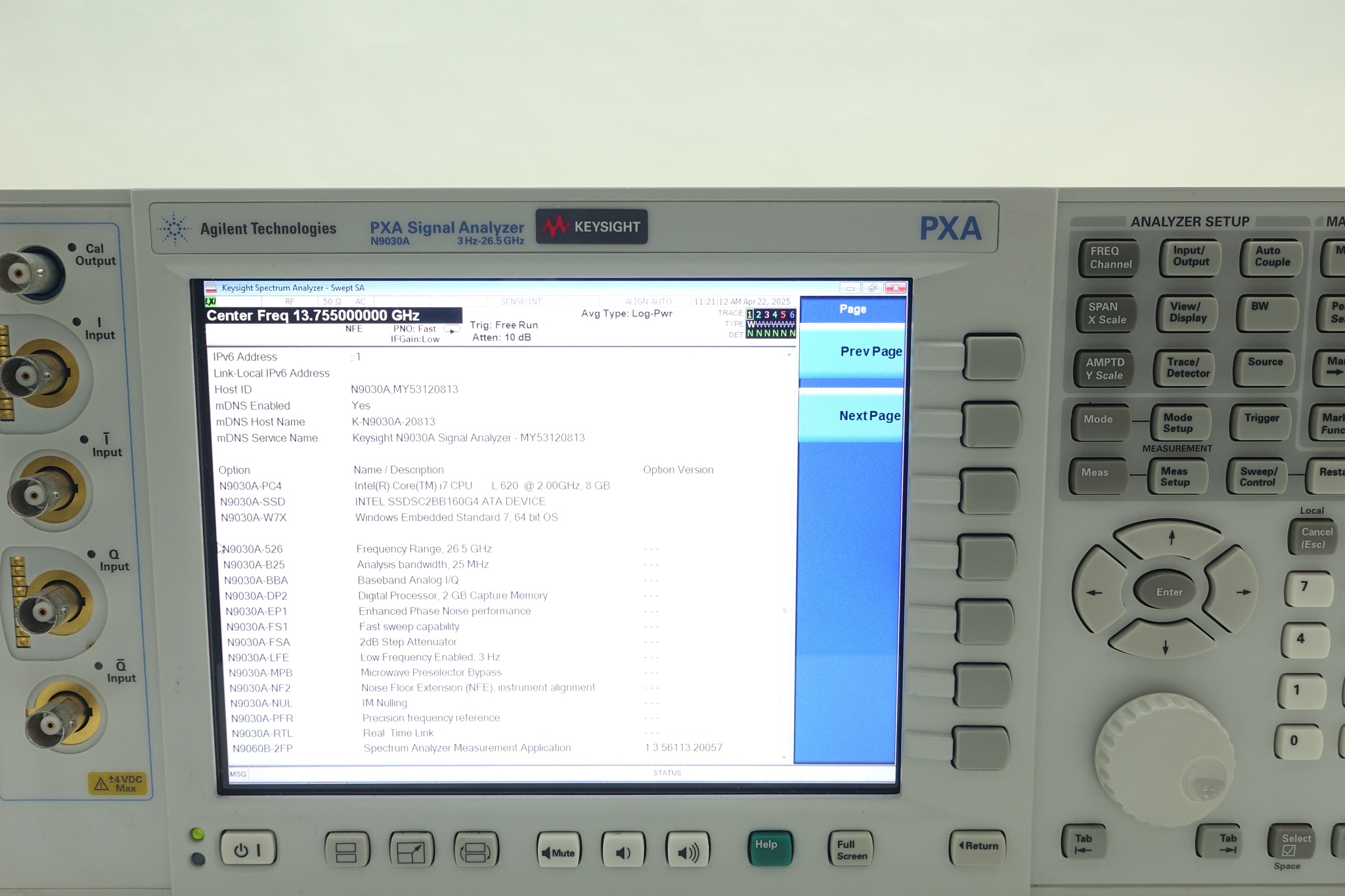 Keysight N9030A-526 3 Hz to 26.5 GHz
