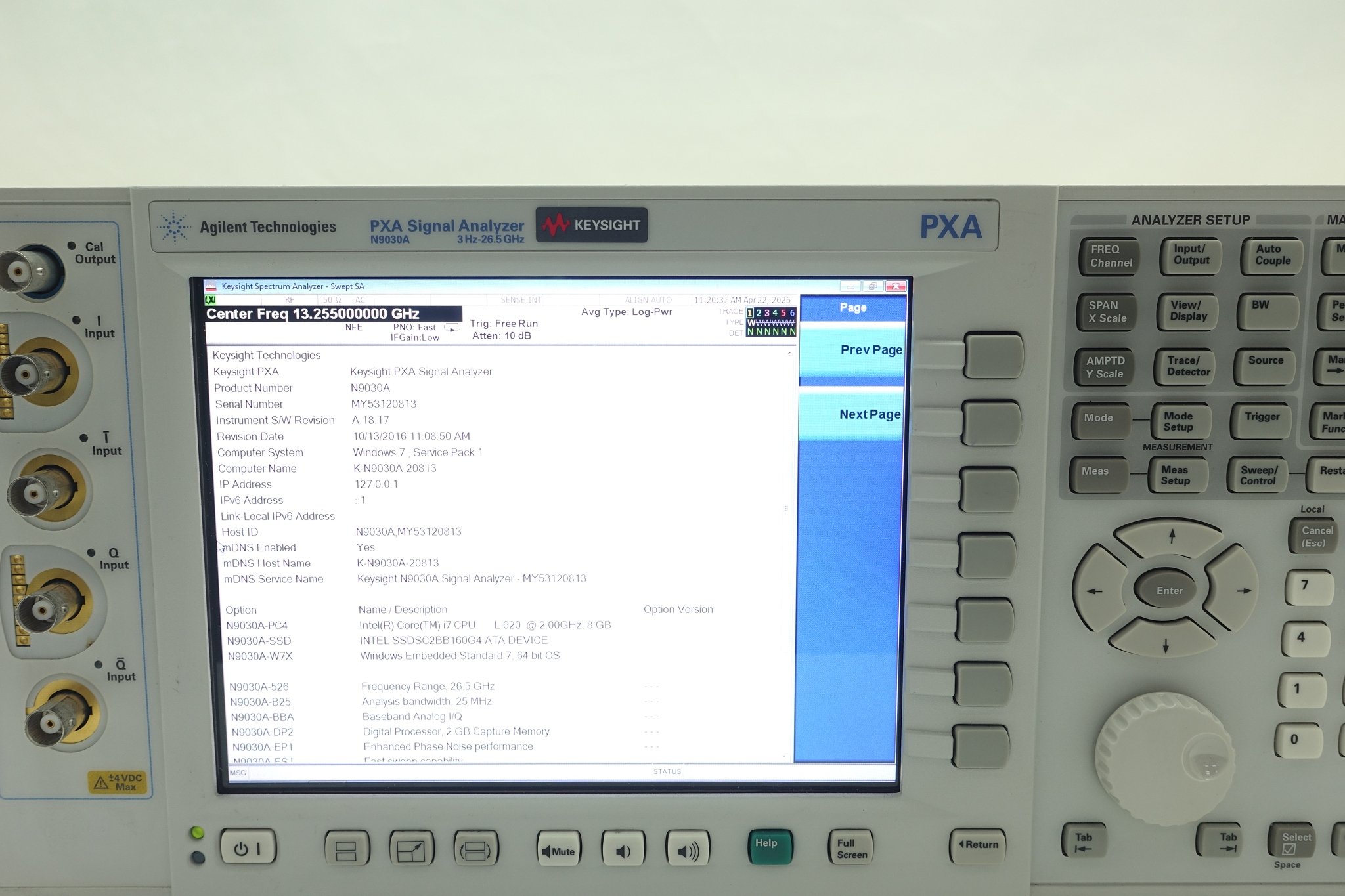Keysight N9030A-526 3 Hz to 26.5 GHz