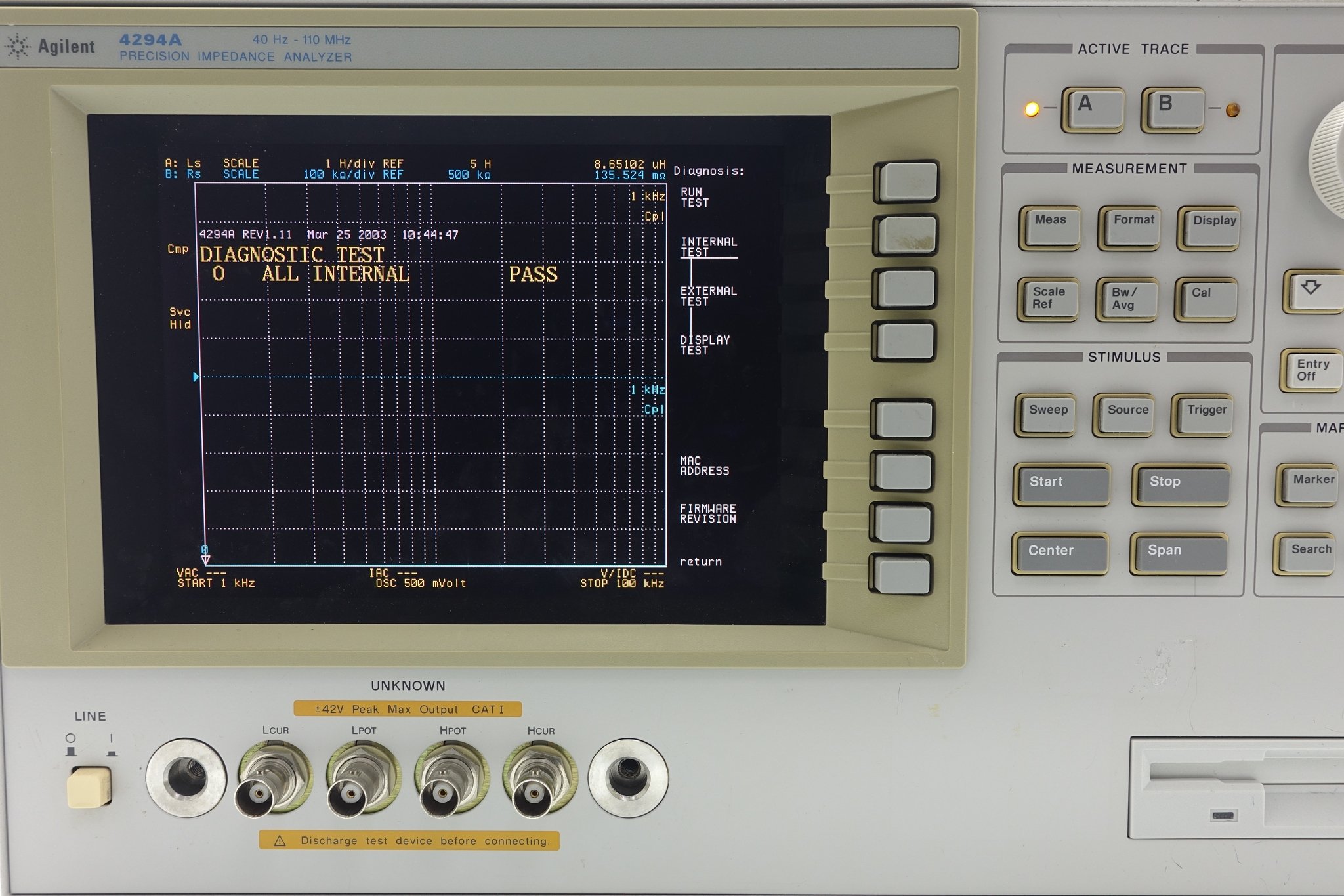 Keysight 4294A Precision Impedance Analyzer / 40Hz to 110MHz