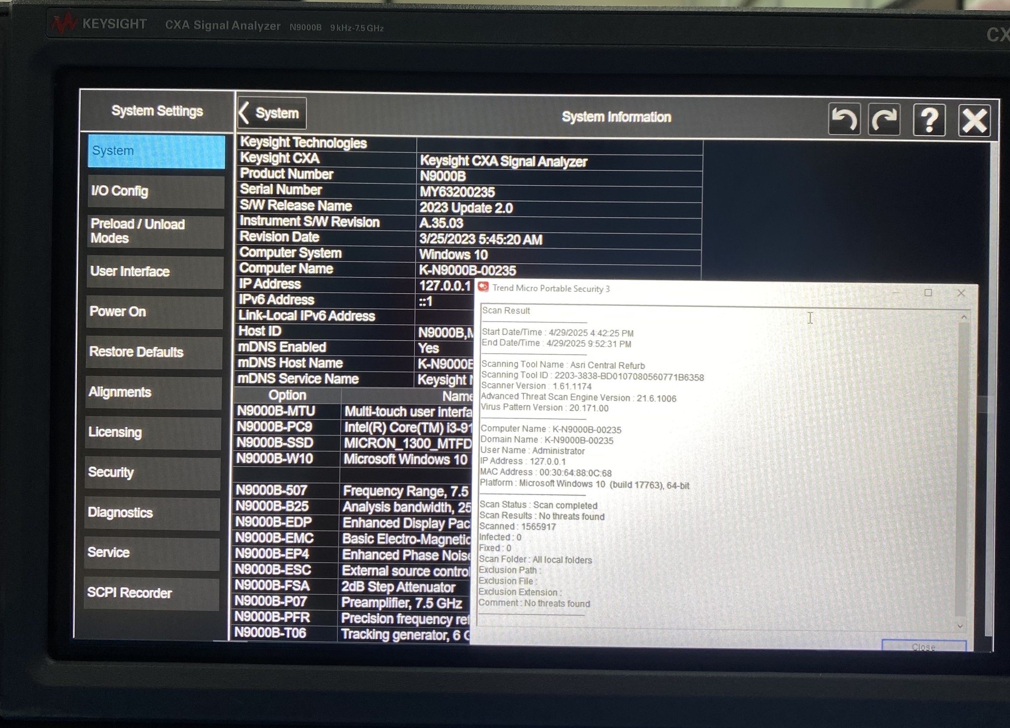 Keysight N9000B-507 9 kHz to 7.5 GHz