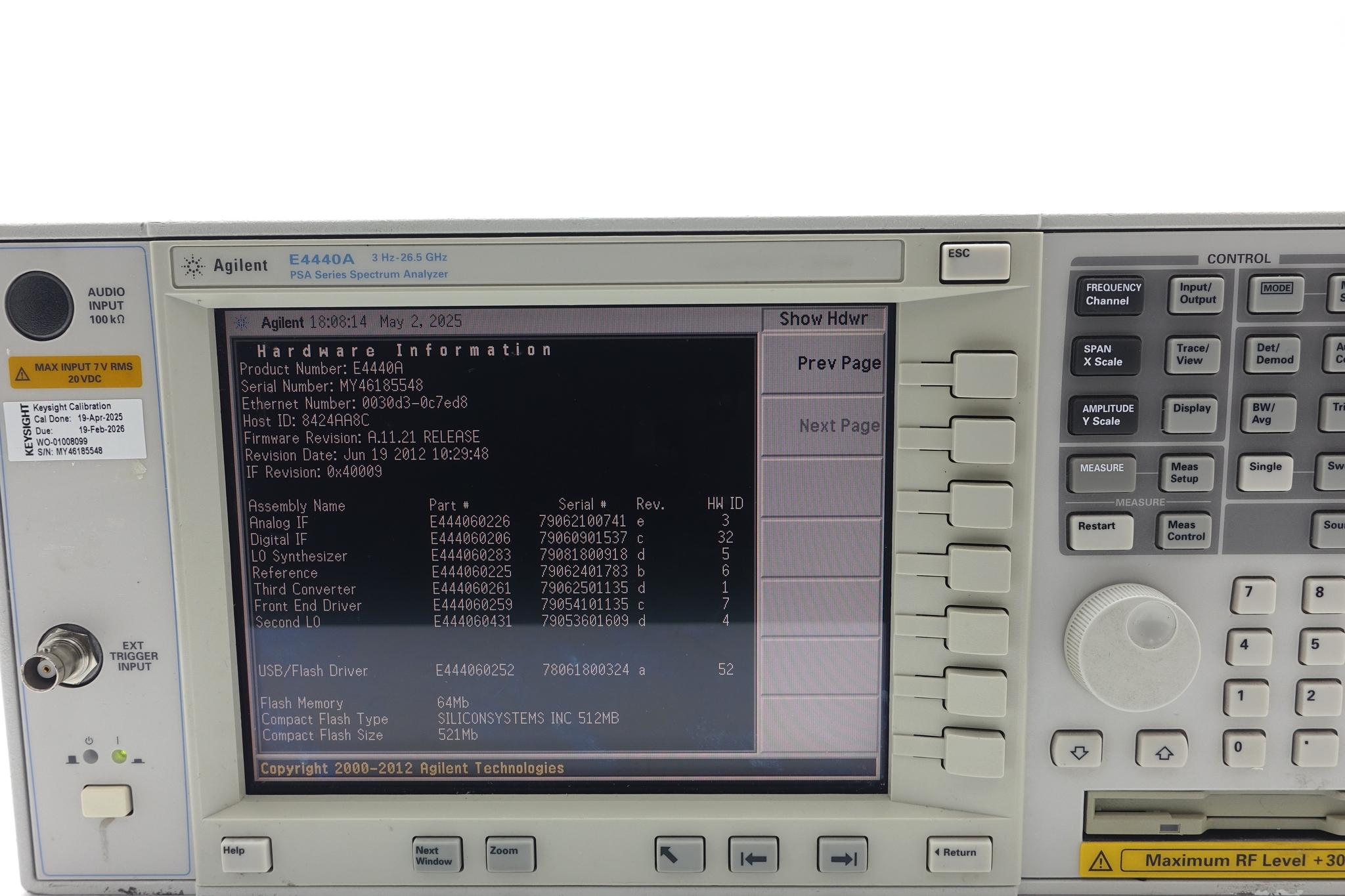 Keysight E4440A PSA Spectrum Analyzer / 3 Hz to 26.5 GHz