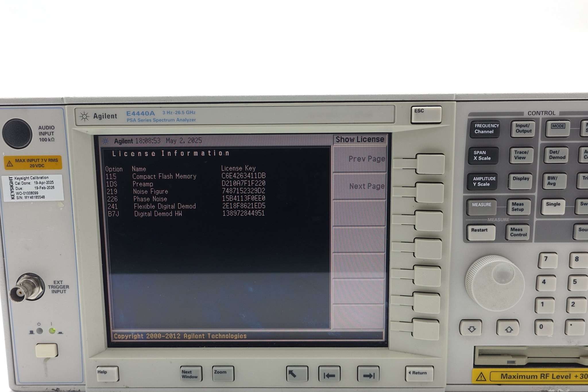 Keysight E4440A PSA Spectrum Analyzer / 3 Hz to 26.5 GHz