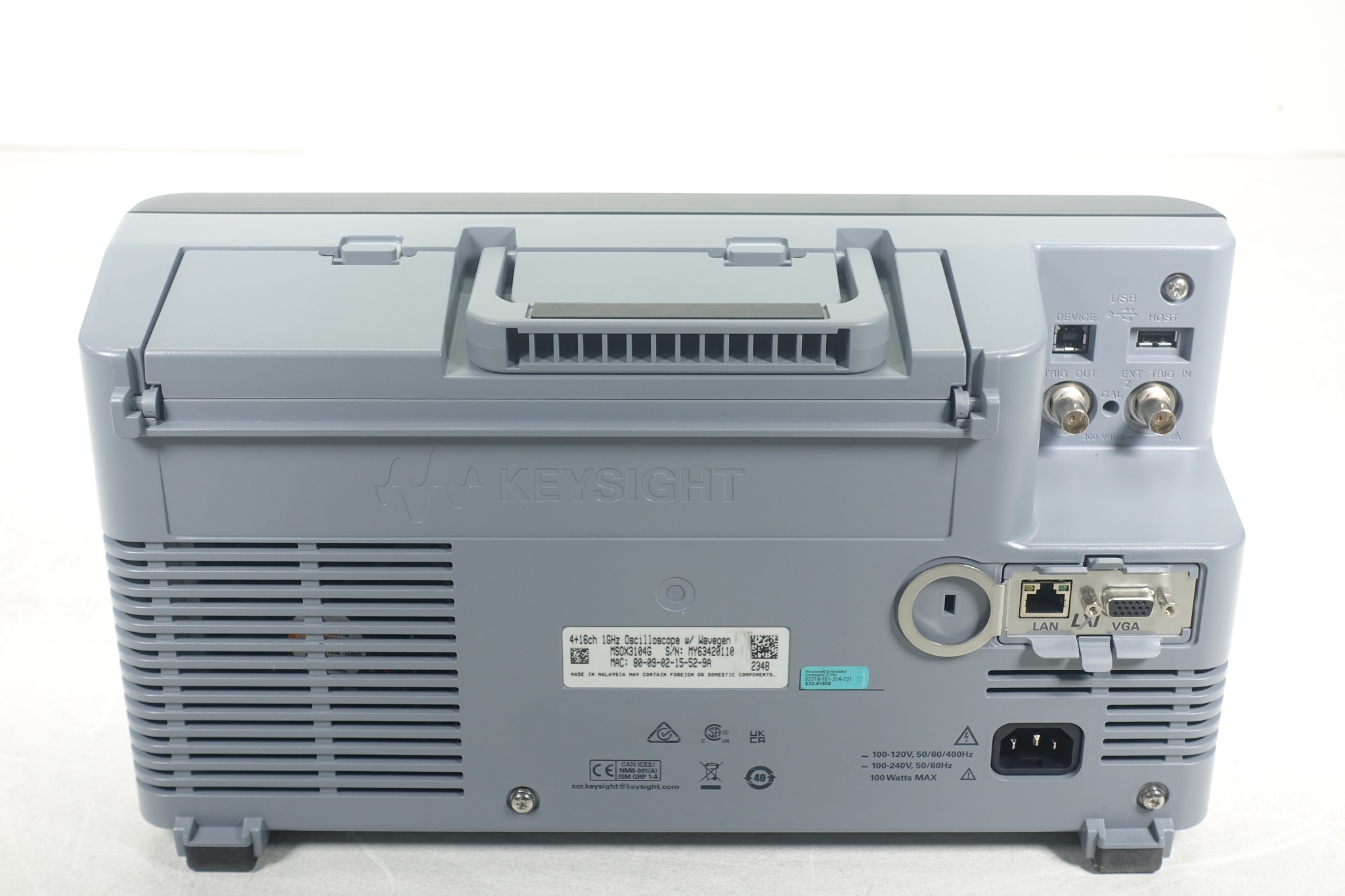 Keysight MSOX3104G Mixed Signal Oscilloscope / 1 GHz / 4 Analog Plus 16 Digital Channels