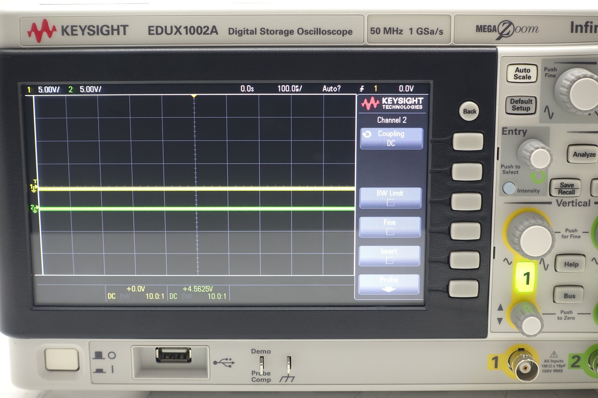 Keysight EDUX1002A InfiniiVision 1000 X-Series Oscilloscope / 50 MHz / 1 GSa/s / 2 Channels Keysight EDUX1002A InfiniiVision 1000 X-Series Oscilloscope / 50 MHz / 1 GSa/s / 2 Channels