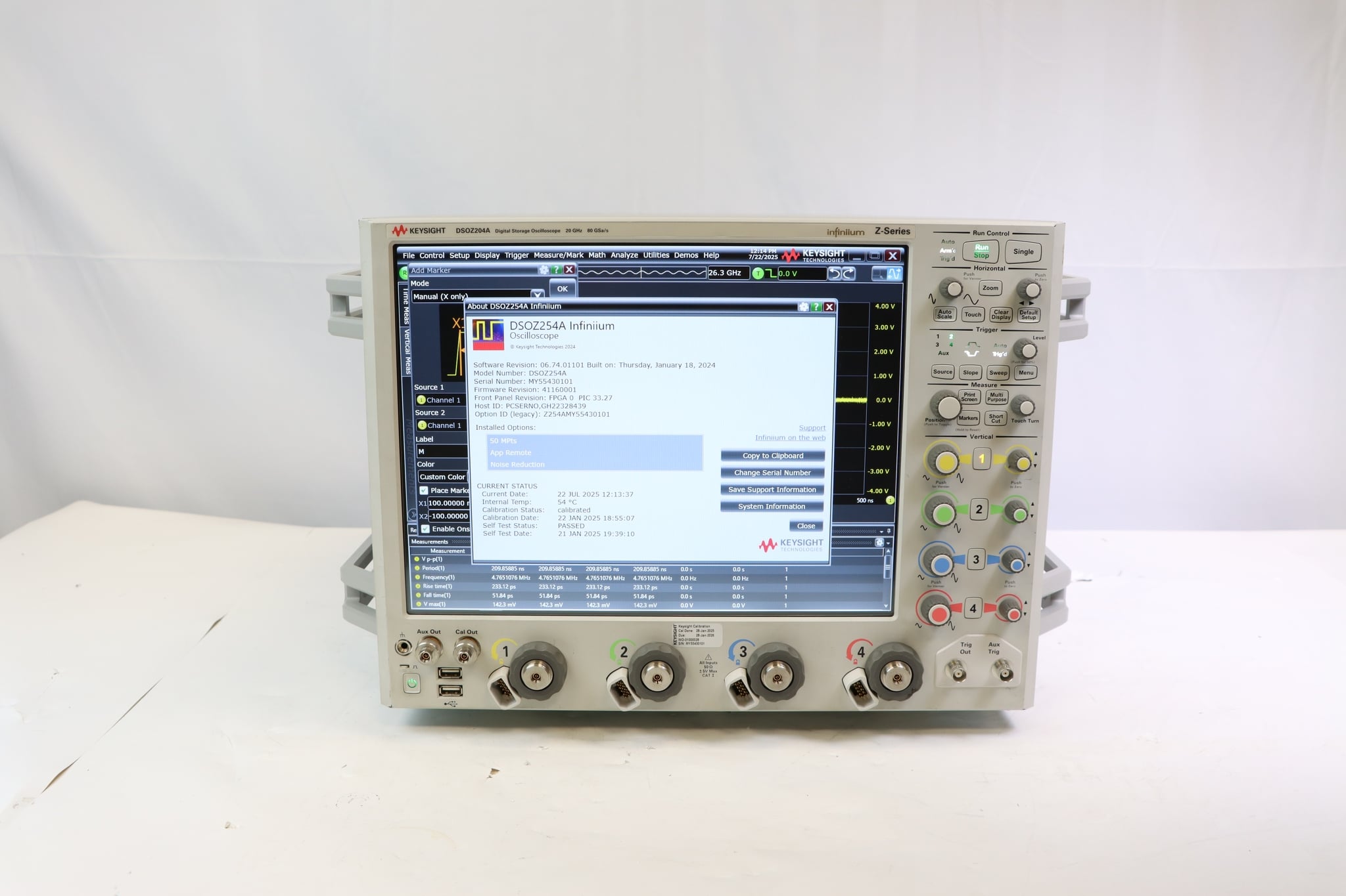 Infiniium Oscilloscope / Z-Series / 20 GHz / 80 GSa/S / 4 Channels Keysight Used DSOZ204A - Actual Instrument - Image 1