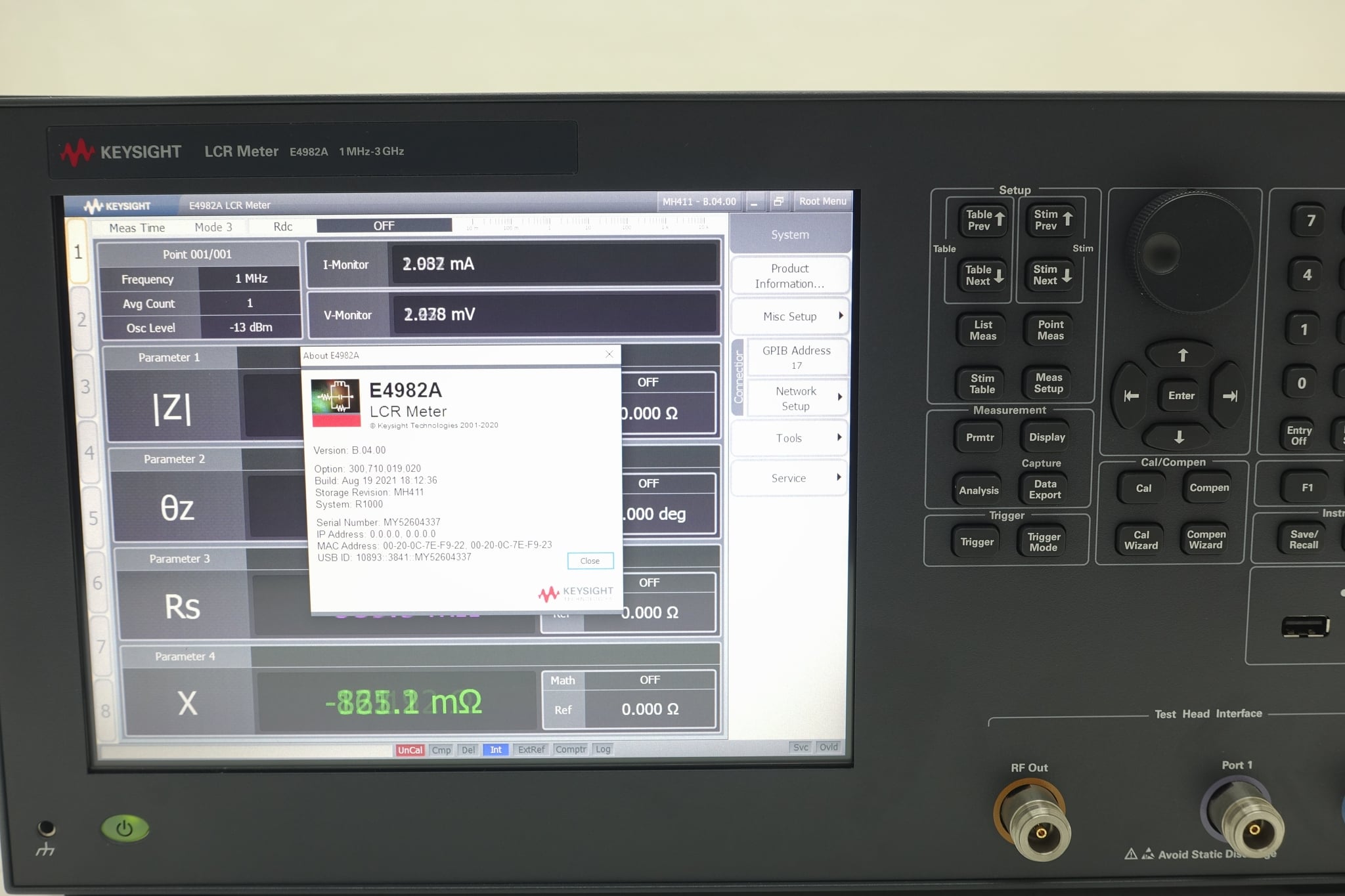 Keysight Used E4982A-300 - Actual Instrument - Image 8