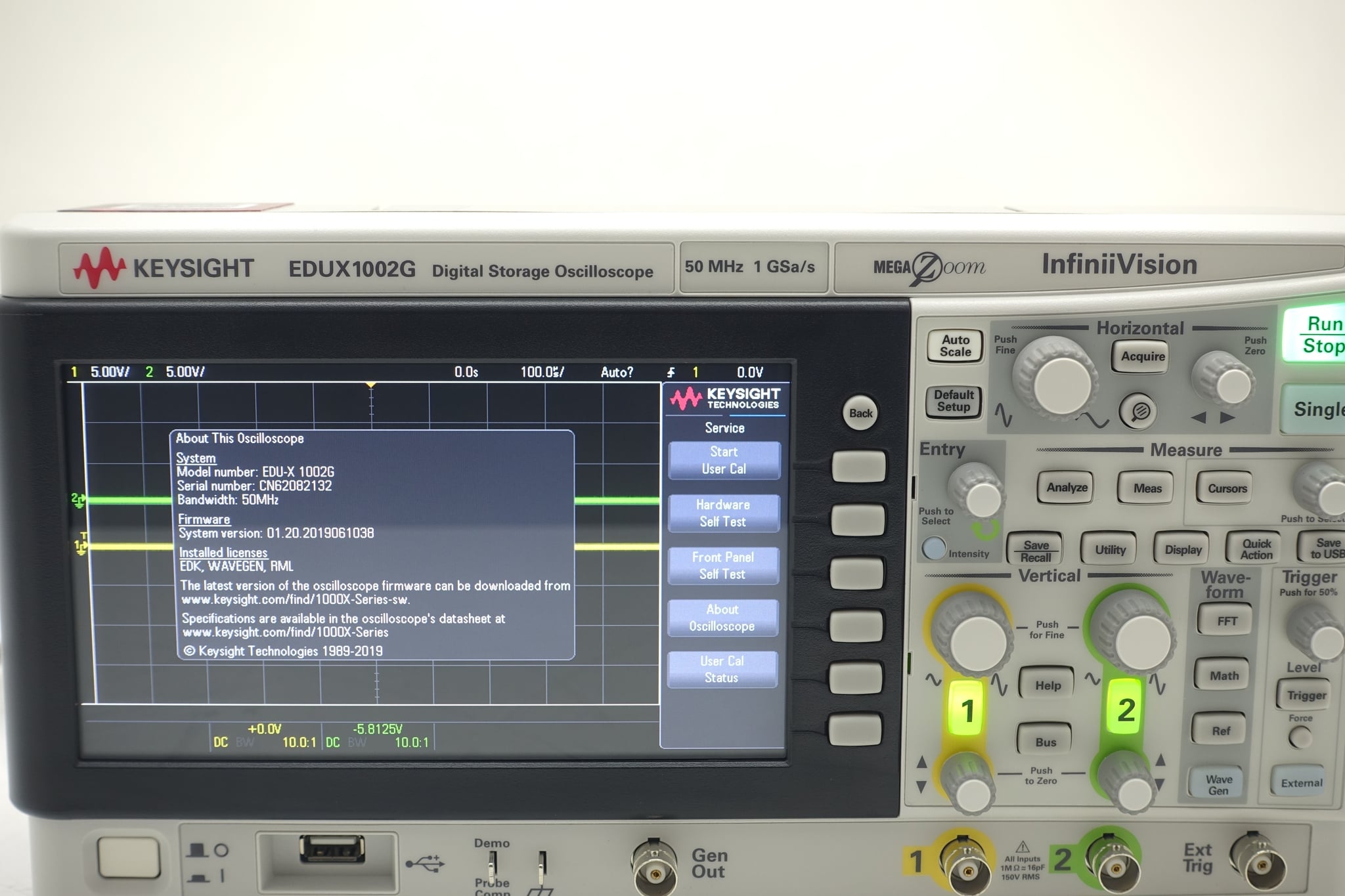 InfiniiVision 1000 X-Series Oscilloscope / WaveGen / 50 MHz / 1 GSa/s / 2 Channels Keysight Used EDUX1002G - Actual Instrument - Image 3