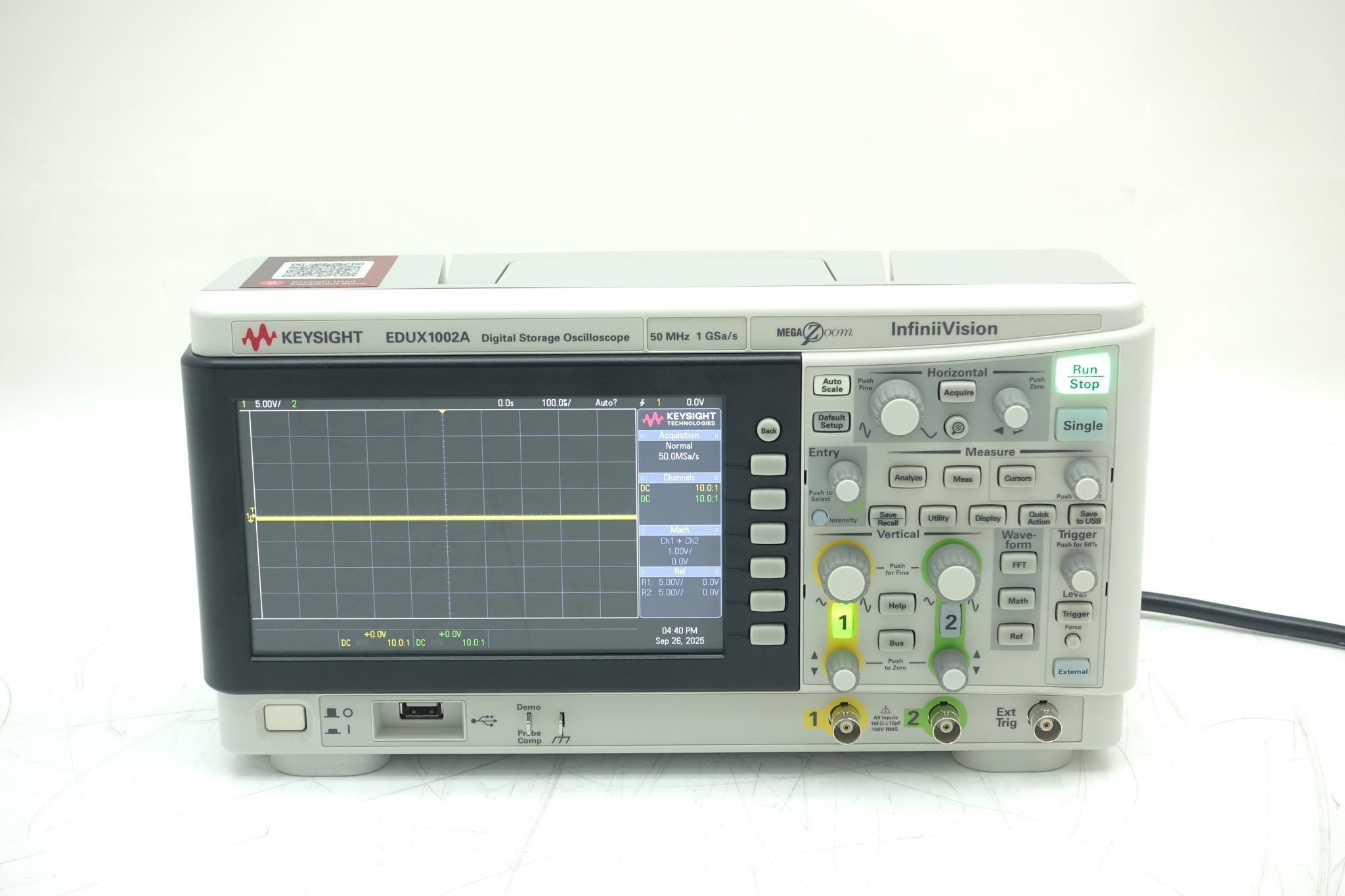 InfiniiVision 1000 X-Series Oscilloscope / 50 MHz / 1 GSa/s / 2 Channels Keysight Used EDUX1002A - Actual Instrument - Image 1