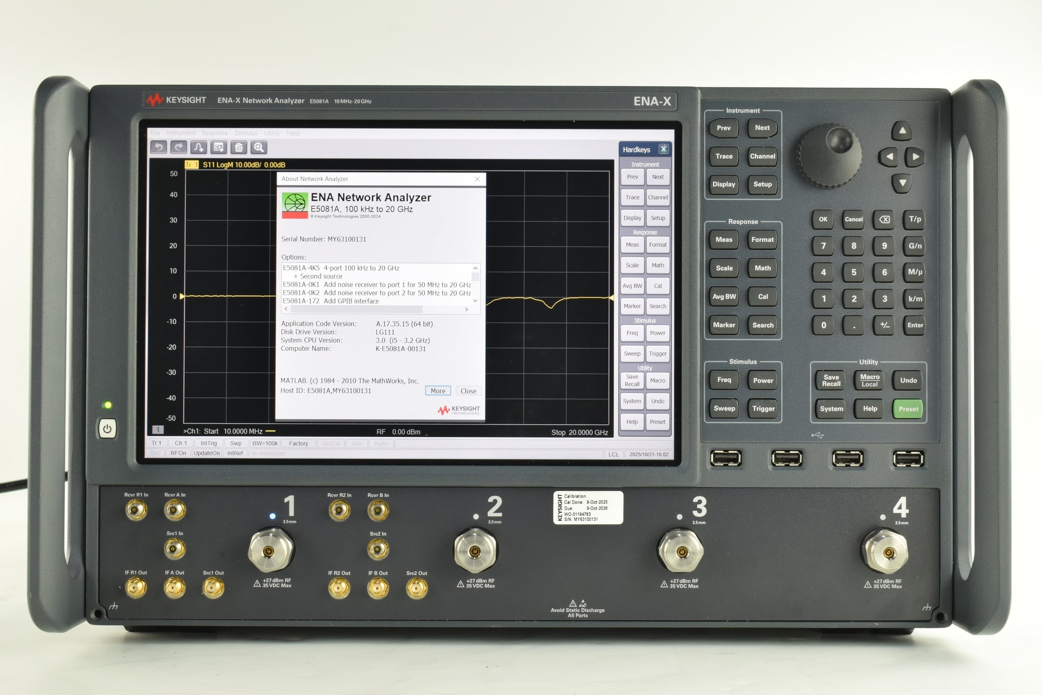 ENA-X Series Vector Network Analyzer Keysight Used E5081A - Actual Instrument - Image 6