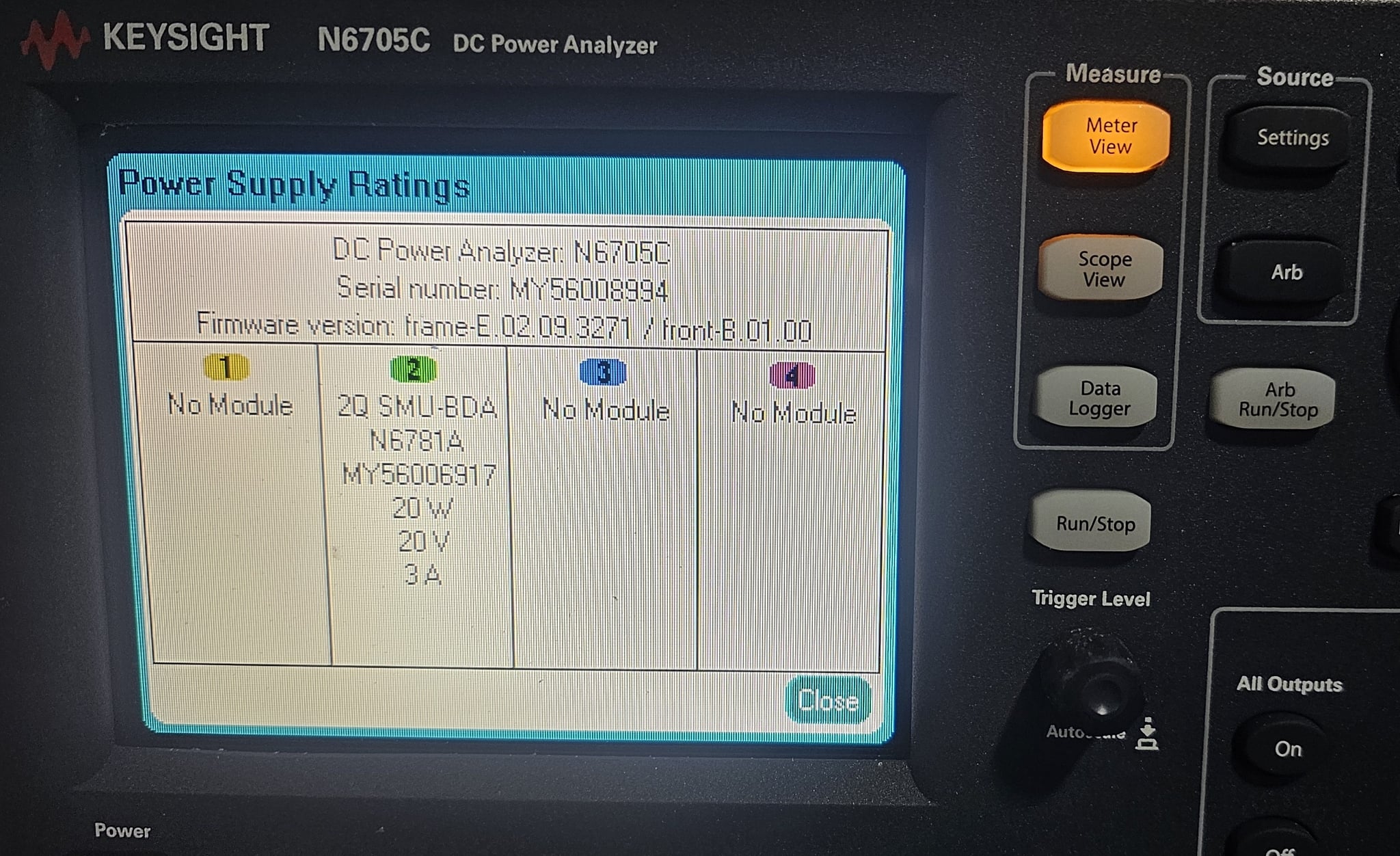 Source & Measure Unit for Battery Drain Analysis / 2-Quadrant / 20V, ±1A or 6V, ±3A / 20W Keysight Used N6781A - Actual Instrument - Image 12