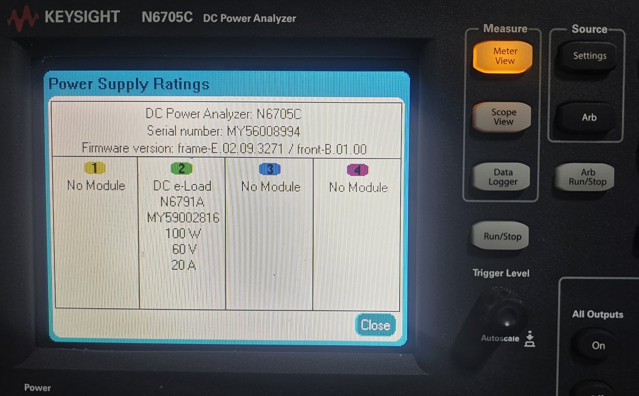 DC Electronic Load Modules / 1U Height / Single-wide / 60V / 20A / 100W Keysight Used N6791A - Actual Instrument - Image 12