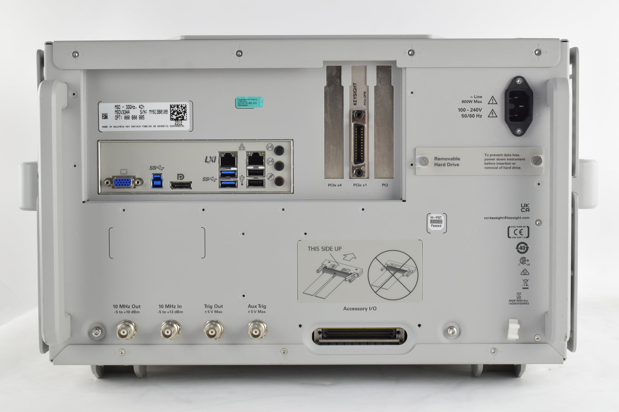 Mixed Signal Oscilloscope / 33 GHz / 4 Analog Plus 16 Digital Channels Keysight Used MSOV334A - Actual Instrument - Image 2