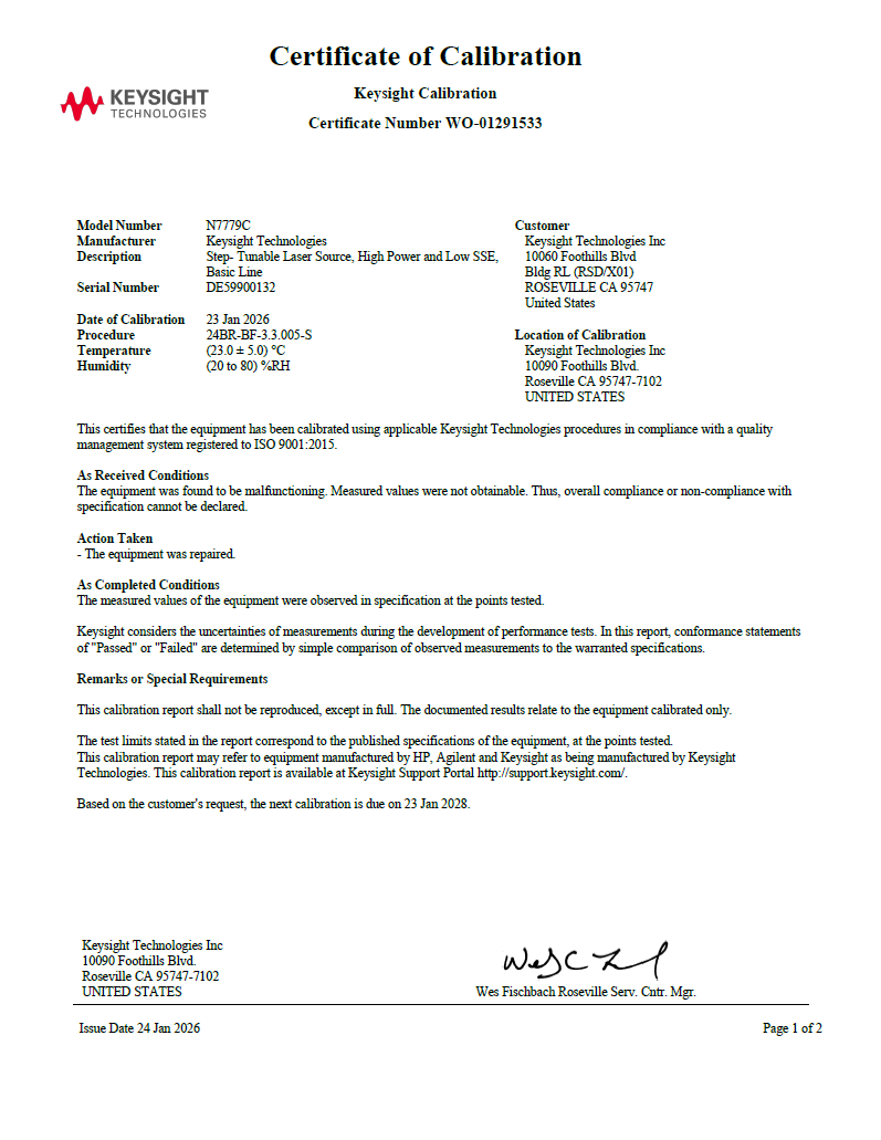 Keysight Used N7779C - Actual Instrument - Image 8